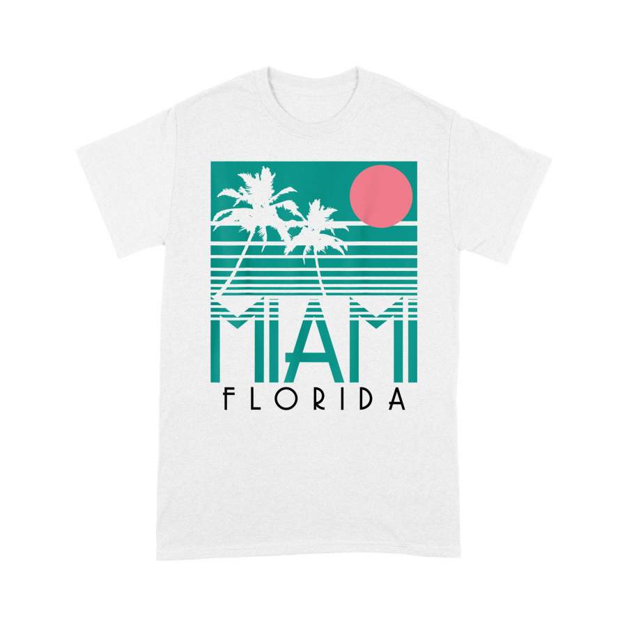 Miami Florida Vintage Retro Palm Trees Beach Summer Surf – Standard T-shirt