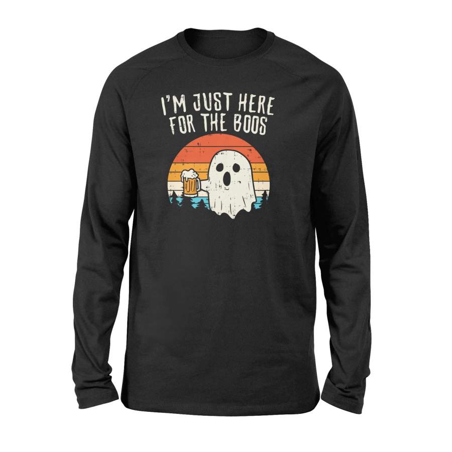 Im Just Here For The Boos Retro Ghost Beer Halloween Costume – Standard Long Sleeve