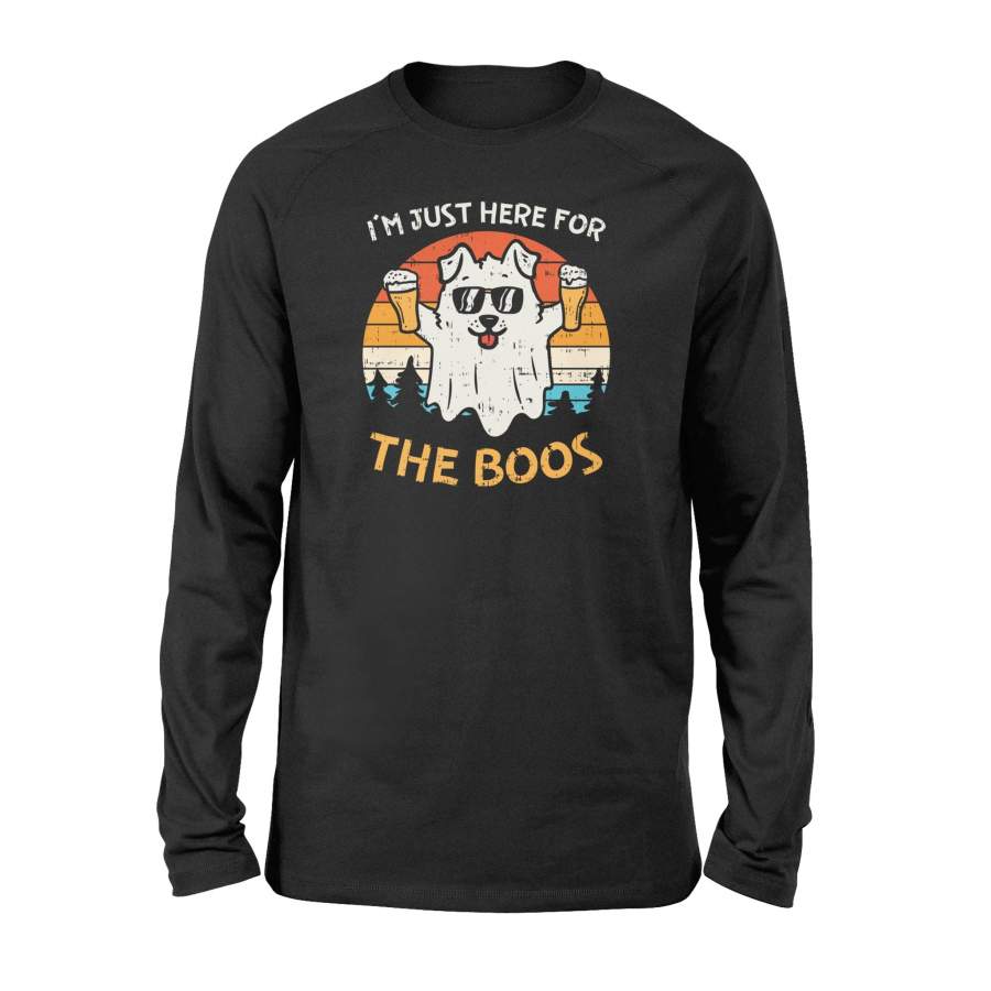 Just Here For Boos Dog Retro Ghost Beer Halloween Costume – Standard Long Sleeve