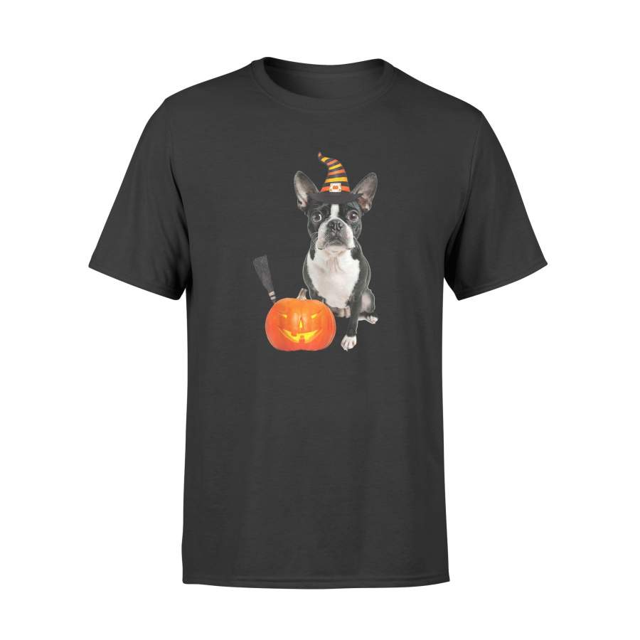 Boston Terrier Witch Hat Halloween Dog Costume T-Shirt – Standard T-shirt