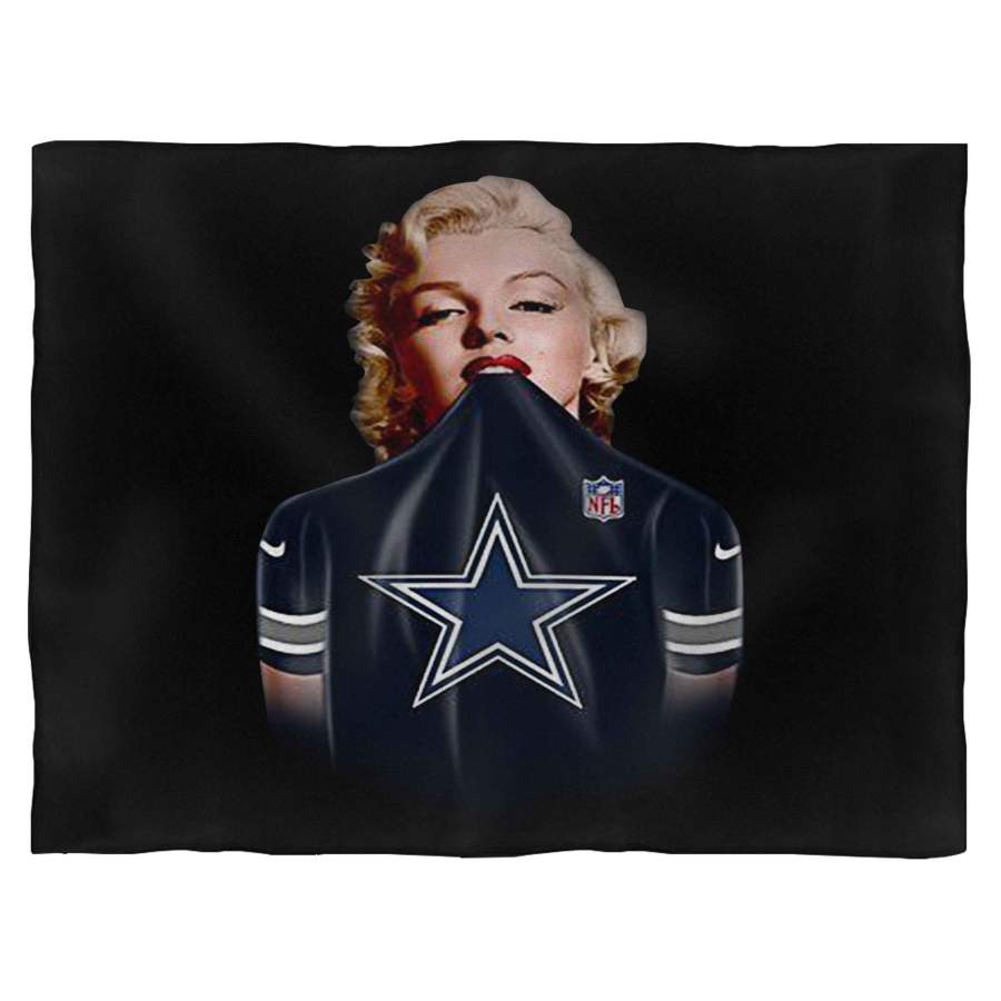 Marilyn Monroe Dallas Cowboys Jersey Blue Blanket