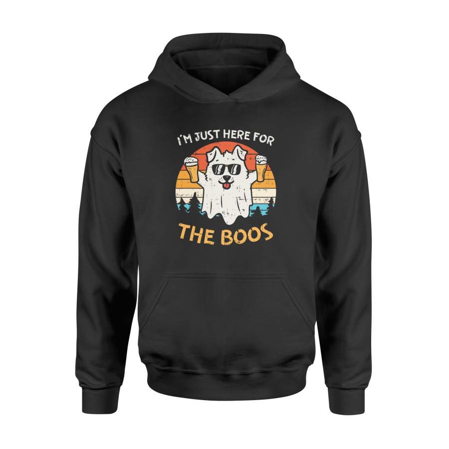 Just Here For Boos Dog Retro Ghost Beer Halloween Costume – Standard Hoodie