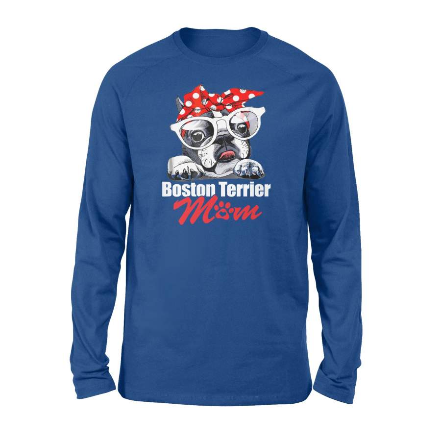 Bostie Mom T-Shirt Boston Terrier Gift For Women – Standard Long Sleeve