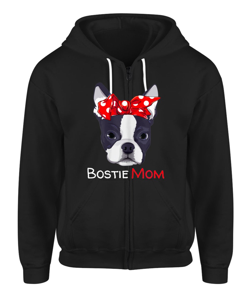 Boston Terrier Mom Bostie Women Girls Zip-Up Hoodie For Women