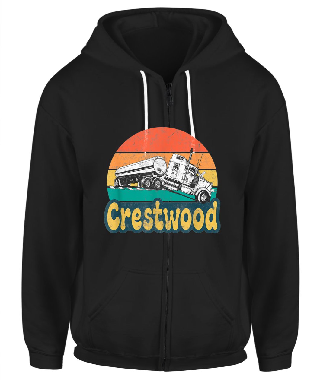 Crestwood Kentucky Ky Tourism Semi Stuck On Railroad Tracks Zip-Up Hoodie For Men Women