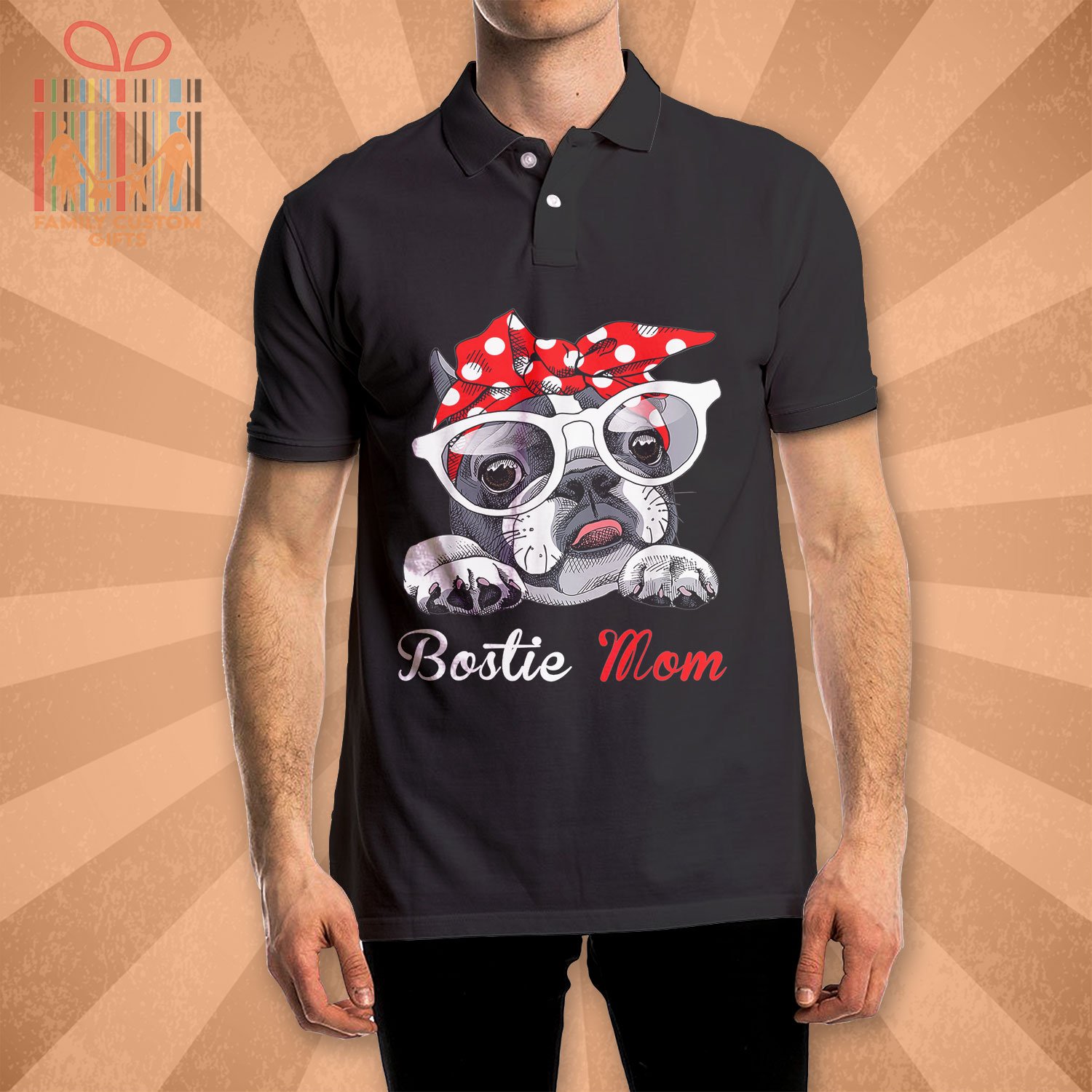 Funny Bostie Mom For Boston Terrier Dogs Lovers Polo Shirts For Women