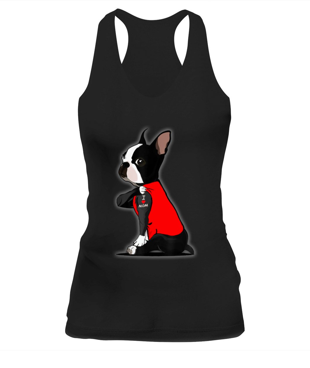 Boston Terrier Tattoos I Love Mom Sitting Gift Mother??s Day Tank Top for Women