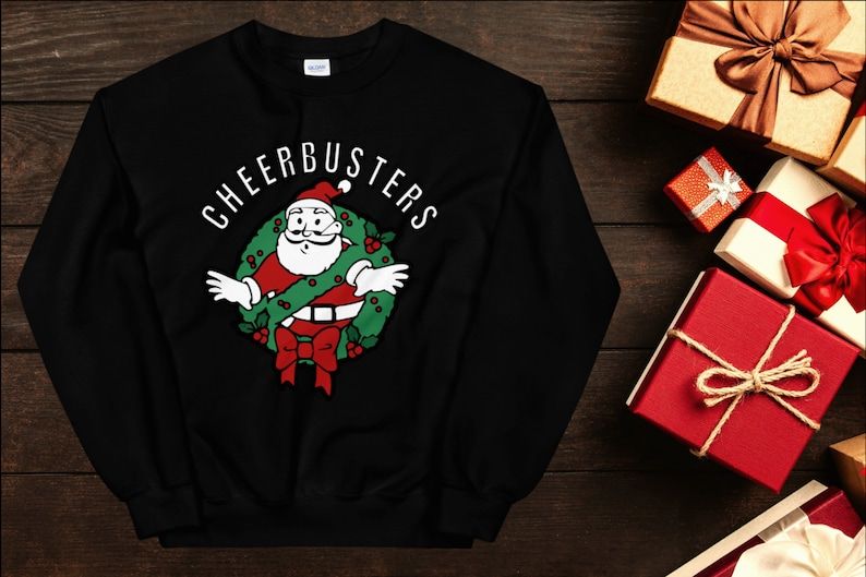 Cheerbusters Ghostbusters Funny Christmas Sweatshirt, Anti Santa Claus Party Drinking Team