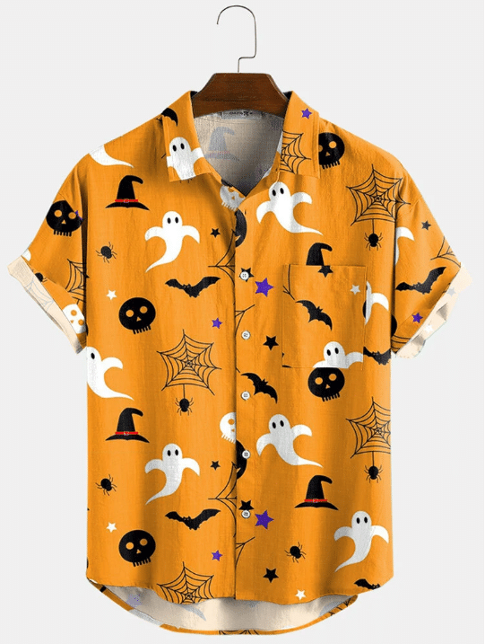 Halloween Pumpkin Ghost Cartoon Funny Shirts – Halloween Short-Sleeve Shirt