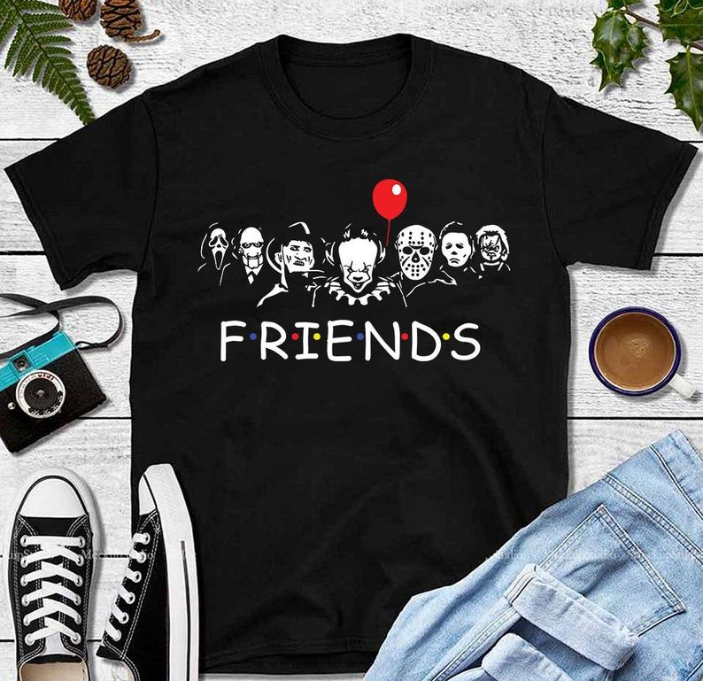 Friends Shirt, Halloween Shirt, Movie Lover, Horror, Saw, It, Chucky, Michael Myers, Jason Voorhees, Ghost Face, Freddy Krueger