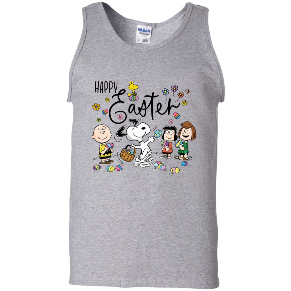 200316028 Happy Easter Day Gifts Hunting Easter Funny T Shirt Snoopy T-Shirt Tank Top – Sport Grey