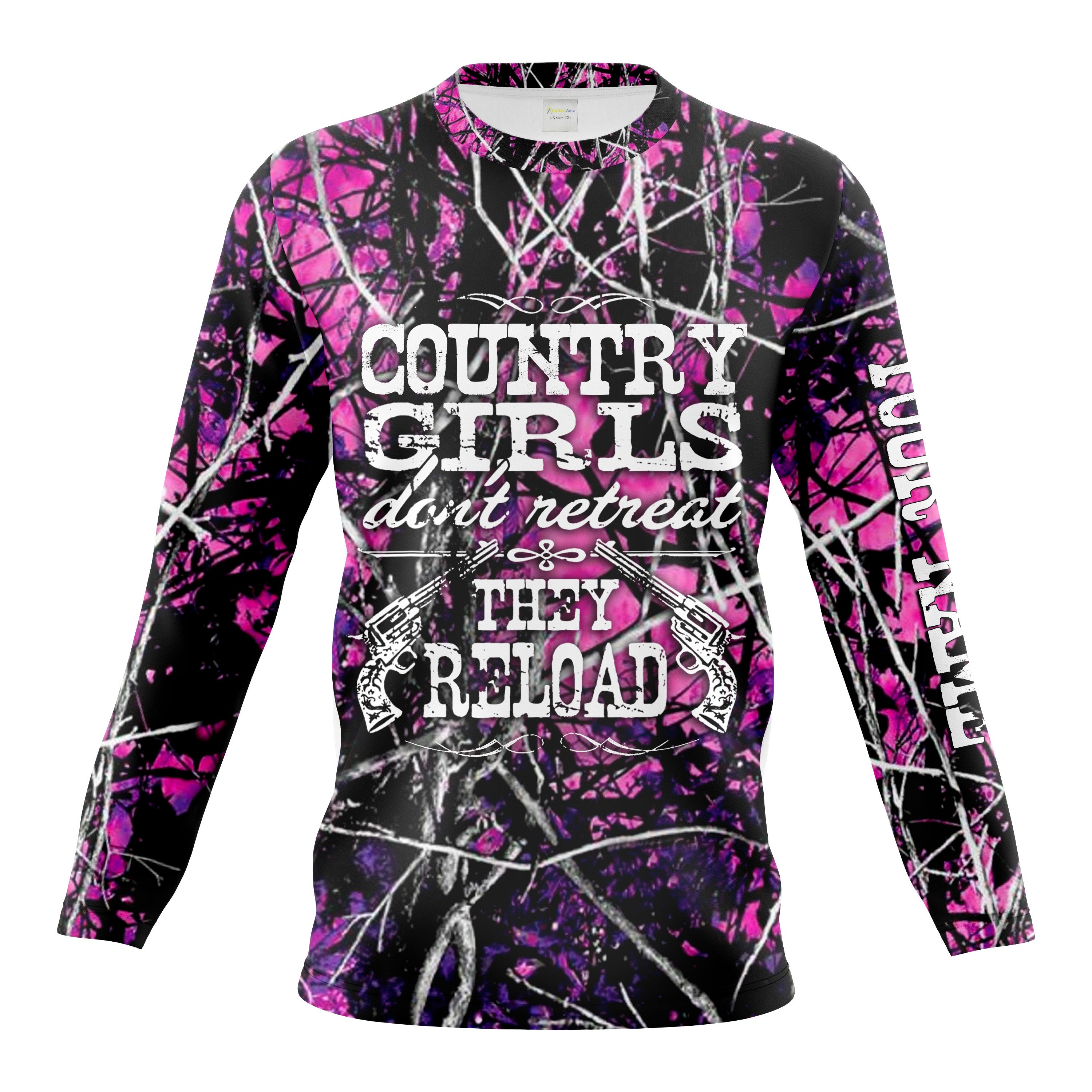 Country Girtl don’t retreat They reload Pink muddy camo Custom Name All over print Shirt Personalized gifts Chipteeamz FSD2054