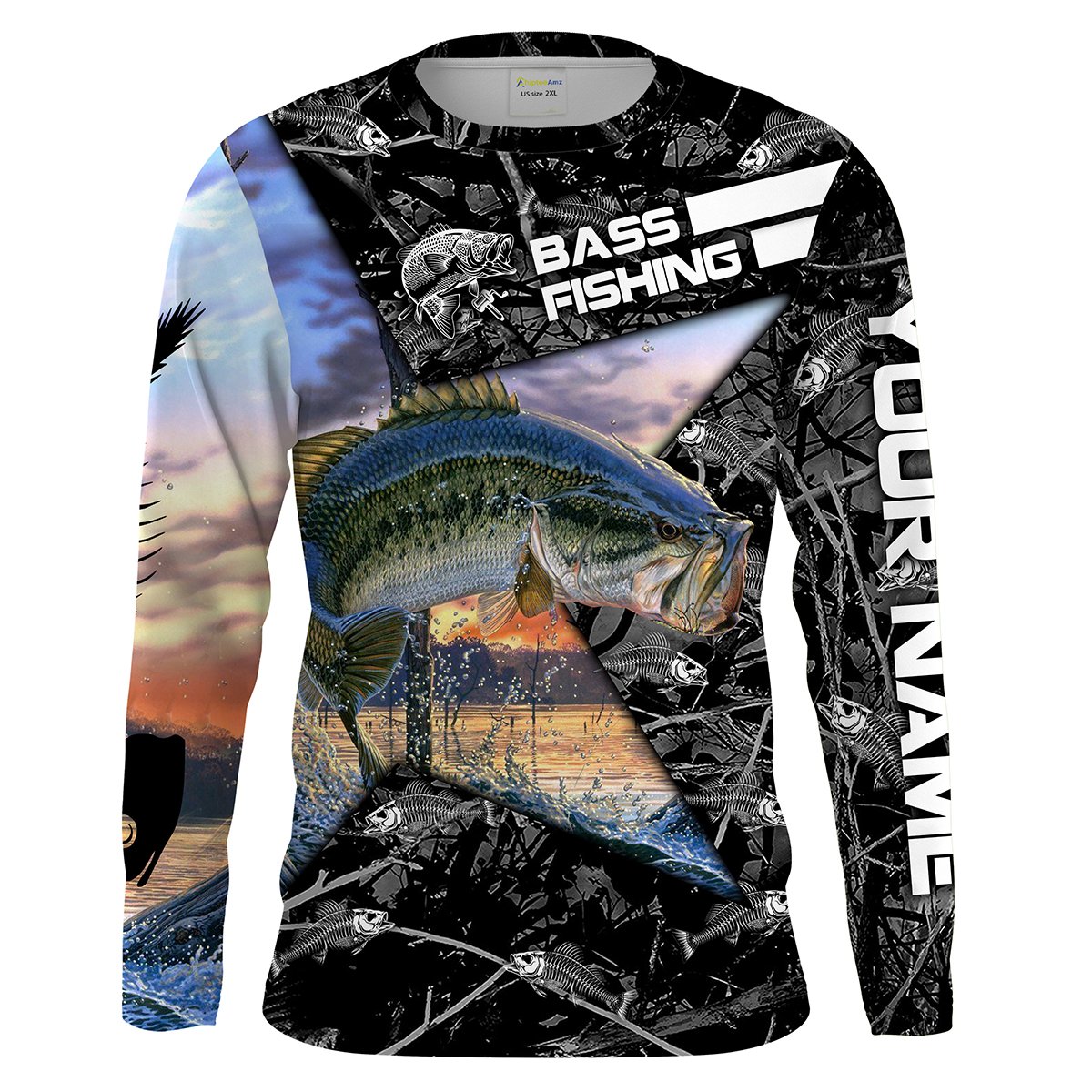 Bass Fishing gray muddy camo Custom Long Sleeve Fishing Shirts, personalized Fishing gifts – Chipteeamz IPHW1239