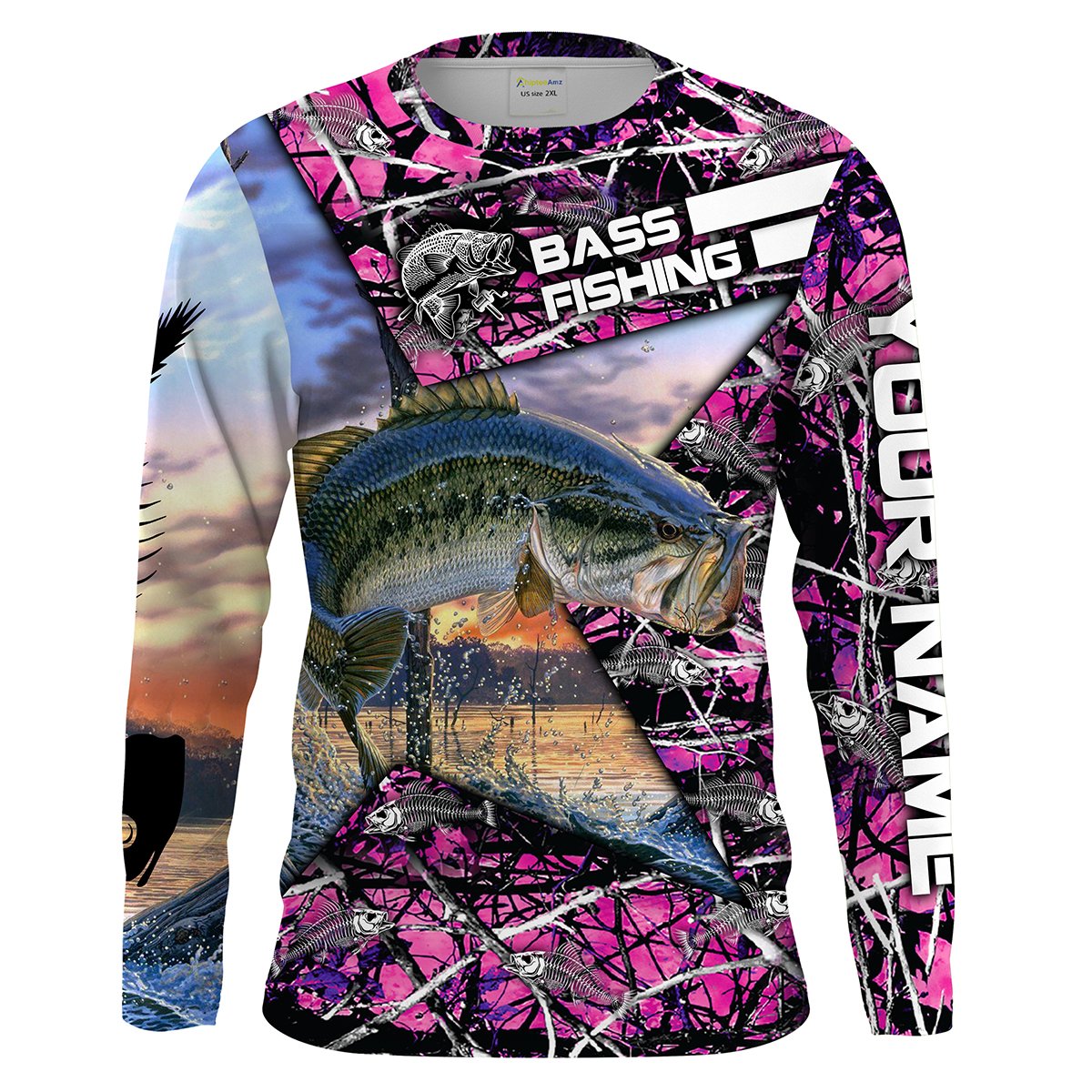 Bass Fishing star pink muddy camo Custom Long Sleeve Fishing Shirts, muddy girls, women’s fishing shirts – Chipteeamz IPHW1238