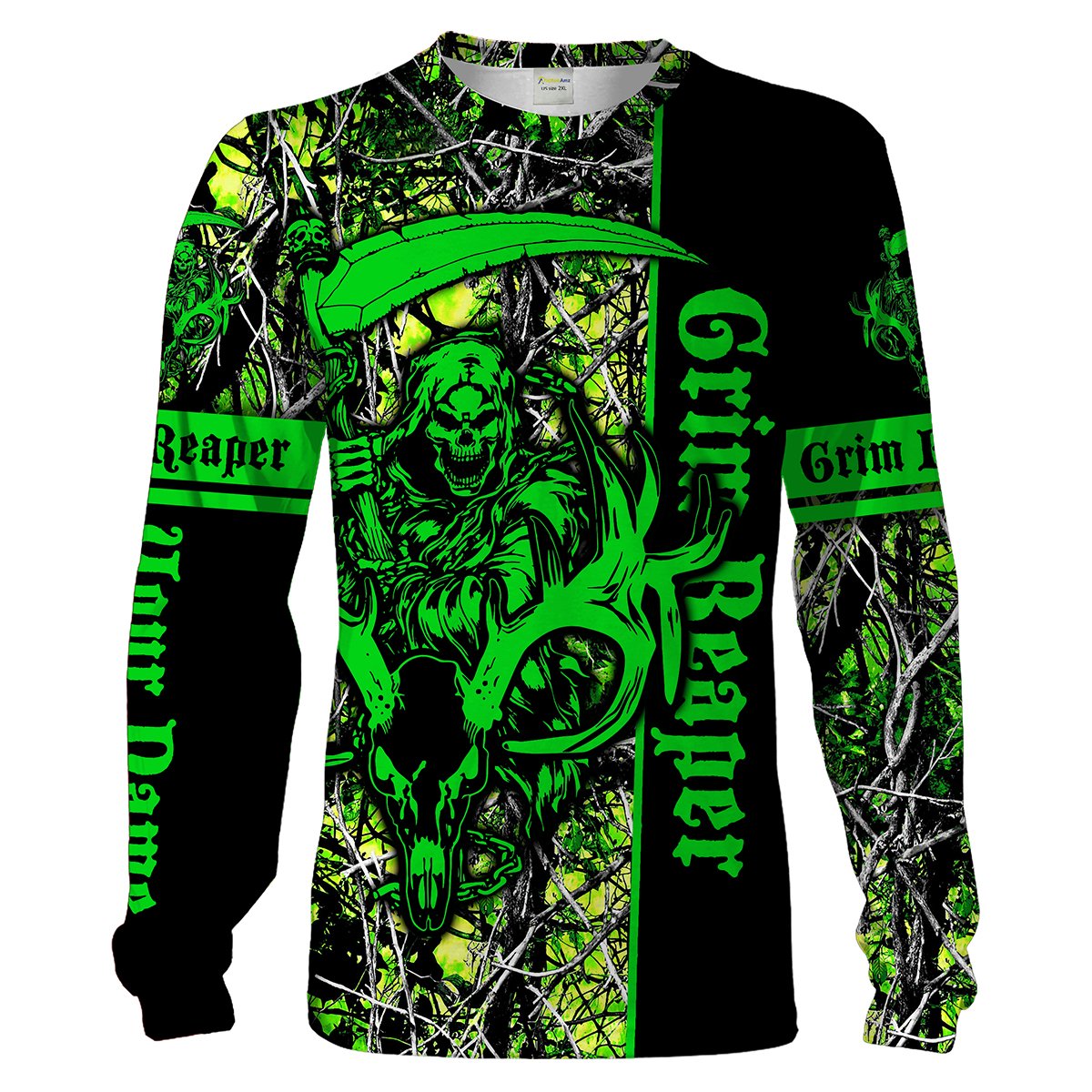 Deer Hunting big game green muddy camo Grim Reaper Custom Name 3D All over print shirts, hunting apparel for Hunters Chipteeamz NQS1785