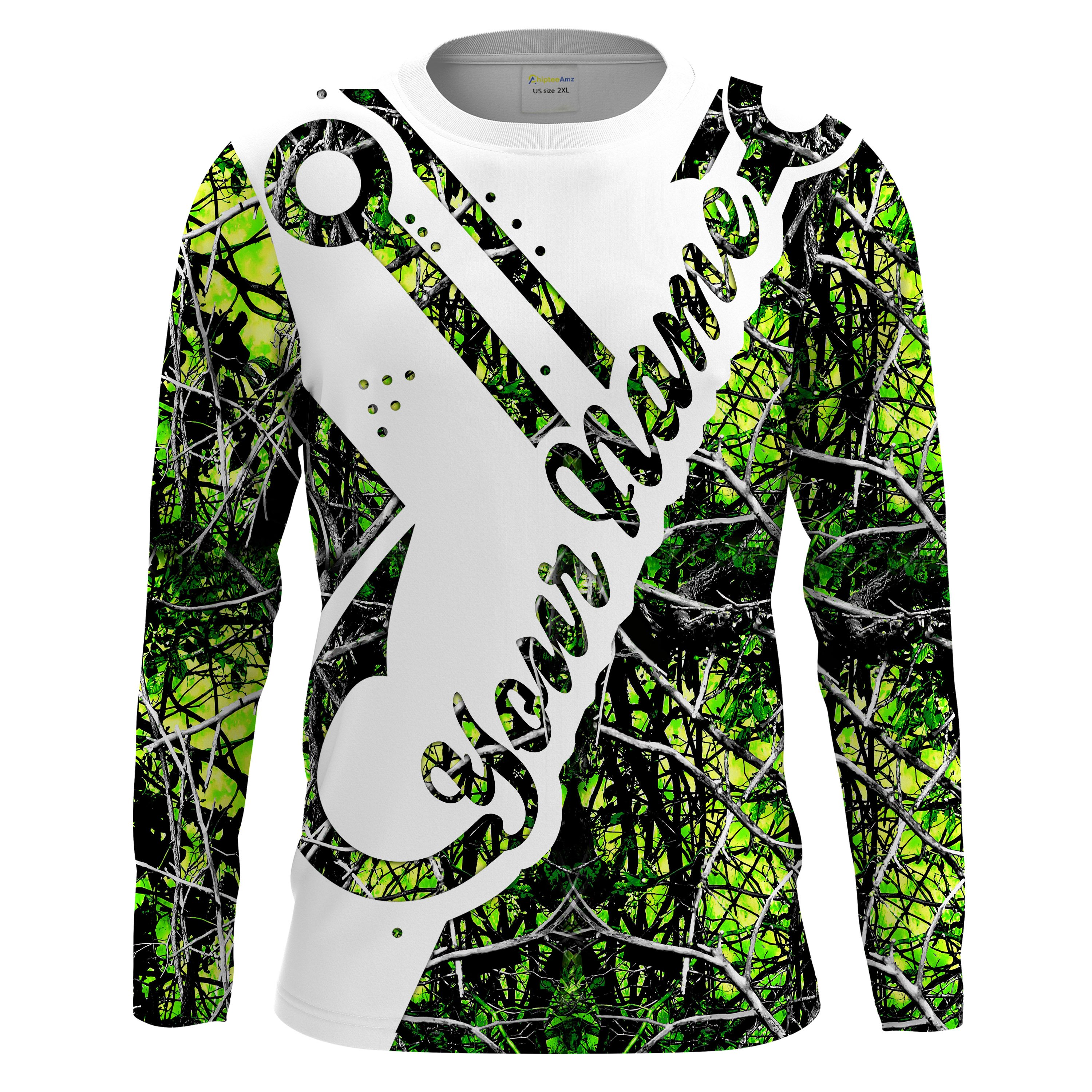 Green muddy camo fish hook Fishing camo Customize Name UV protection quick dry UPF 30+ long sleeves fishing shirts Chipteeamz NQS1817