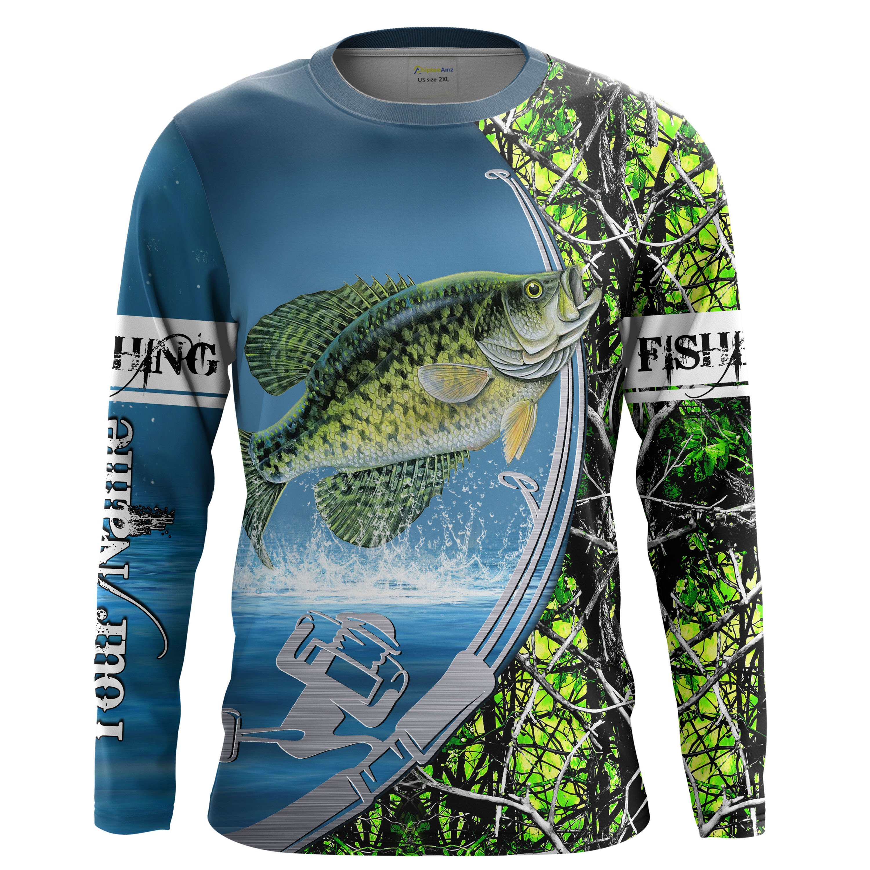 Crappie Fishing green muddy camo Custom UV Long sleeve Fishing Shirts, Crappie Fishing Tournament Shirts – Chipteeamz IPHW1094