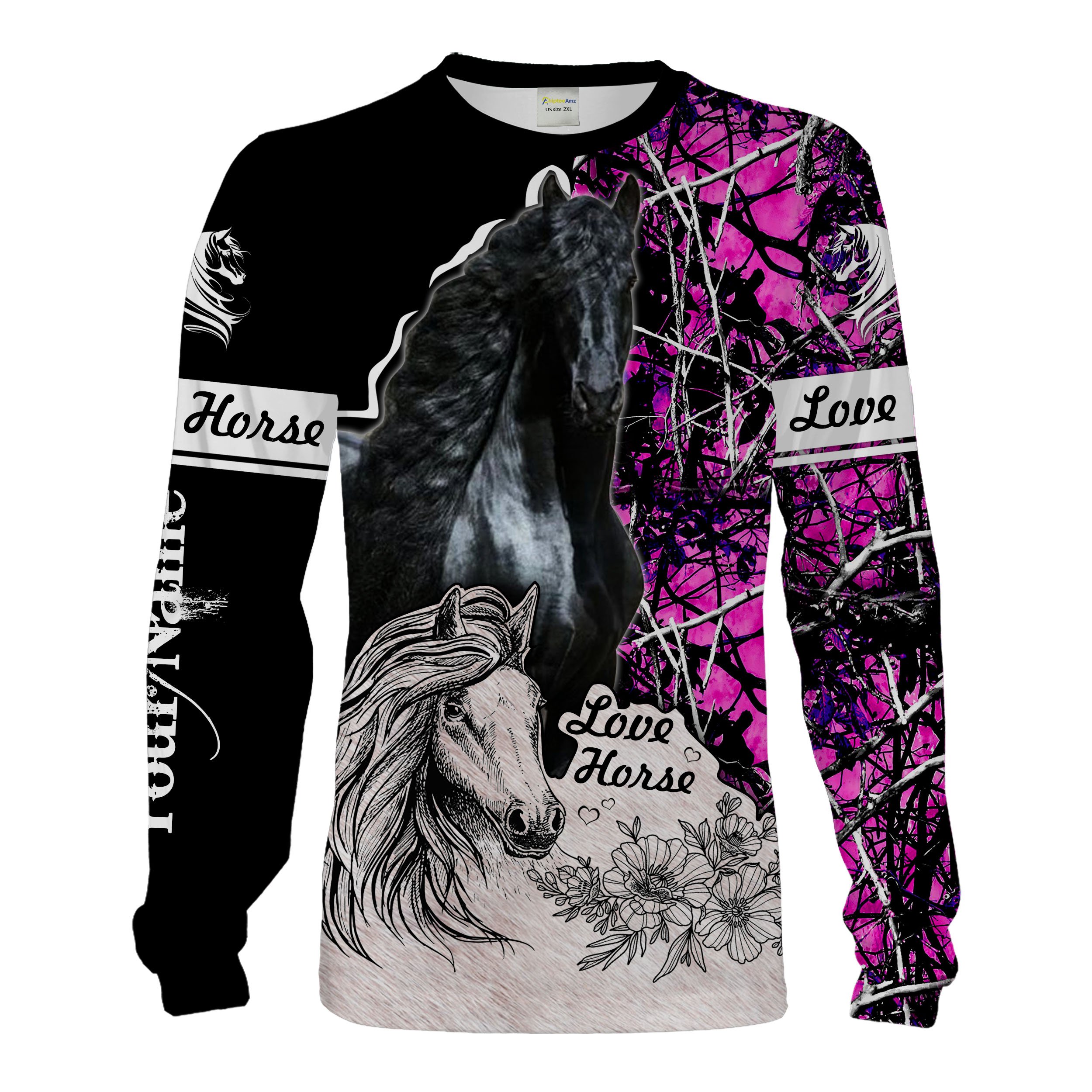 Friesian horse pink muddy camo Customize Name 3D All Over Printed Shirts Personalized gift For Horse Lovers Chipteeamz NQS1652