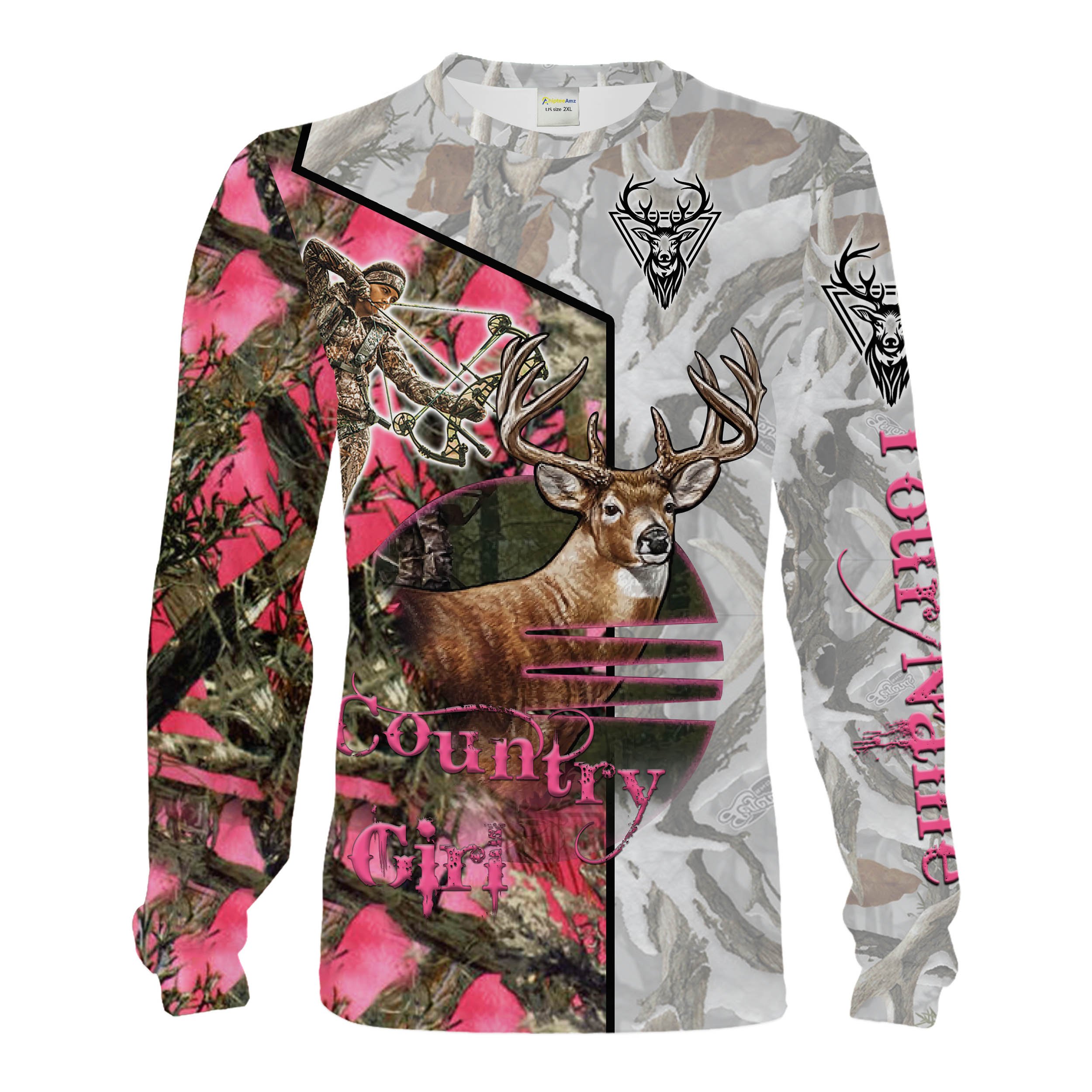 Country girl deer skull hunting pink muddy camo Customize Name 3D All Over Printed Shirts Personalized hunting gift Chipteeamz NQS1662