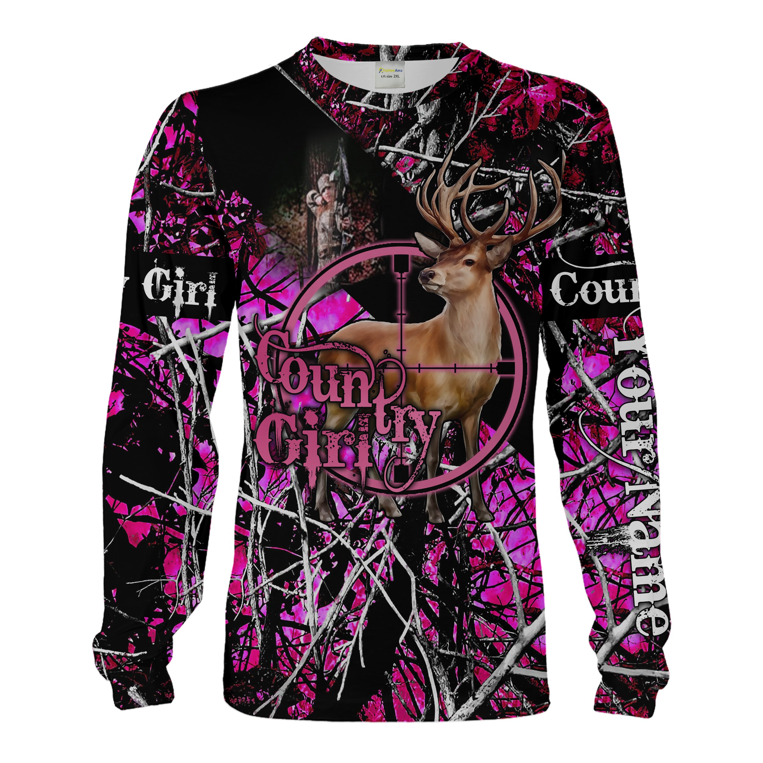 Country Girl Deer Hunting Pink Muddy Camo Custom Name 3D All Over Printed Shirts, Hoodie Personalized Hunting Gifts Chipteeamz FSD1855