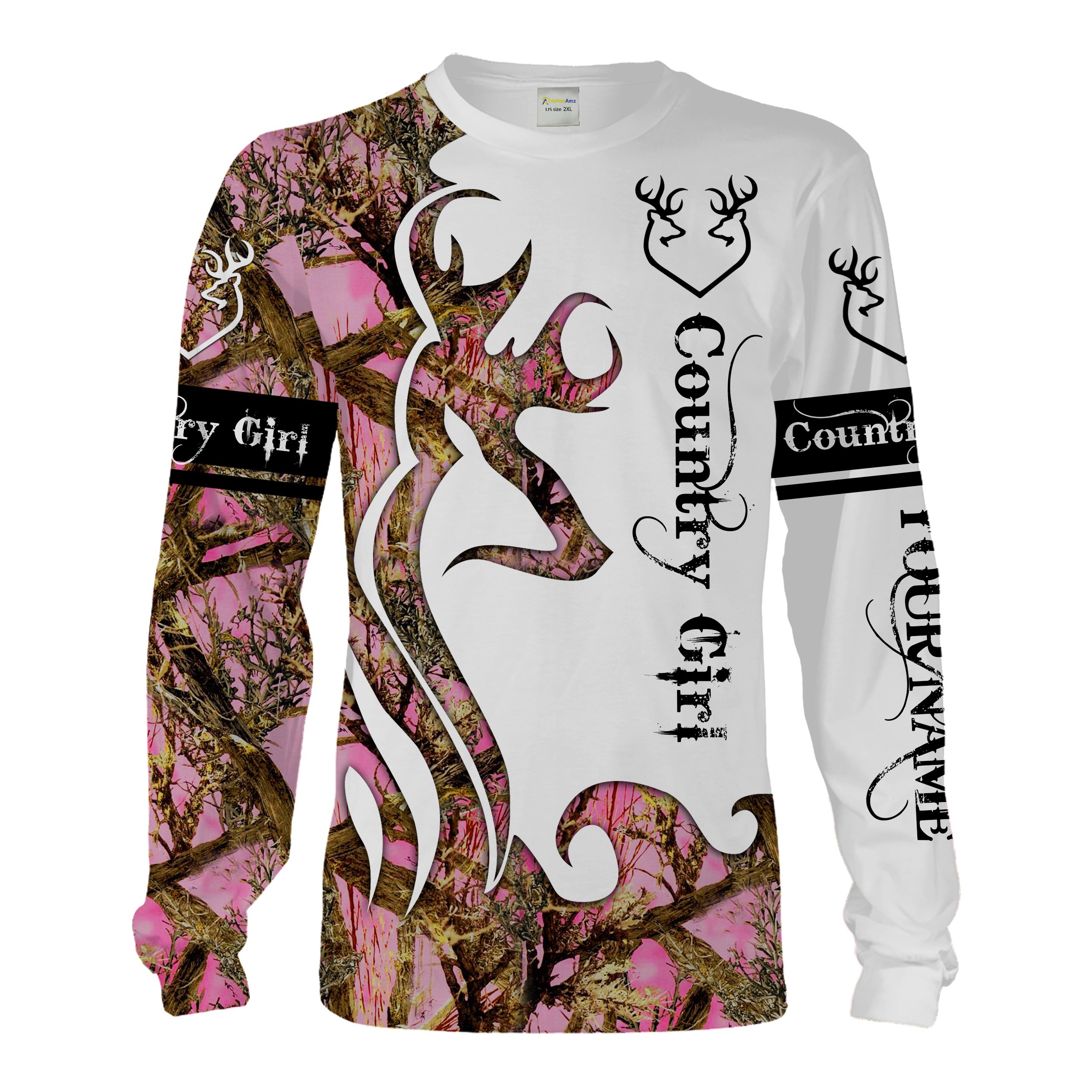 Country Girl Deer Hunting Pink Muddy Camo Customize Name 3D All Over Printed Shirts Personalized Hunting gift Chipteeamz NQS1730