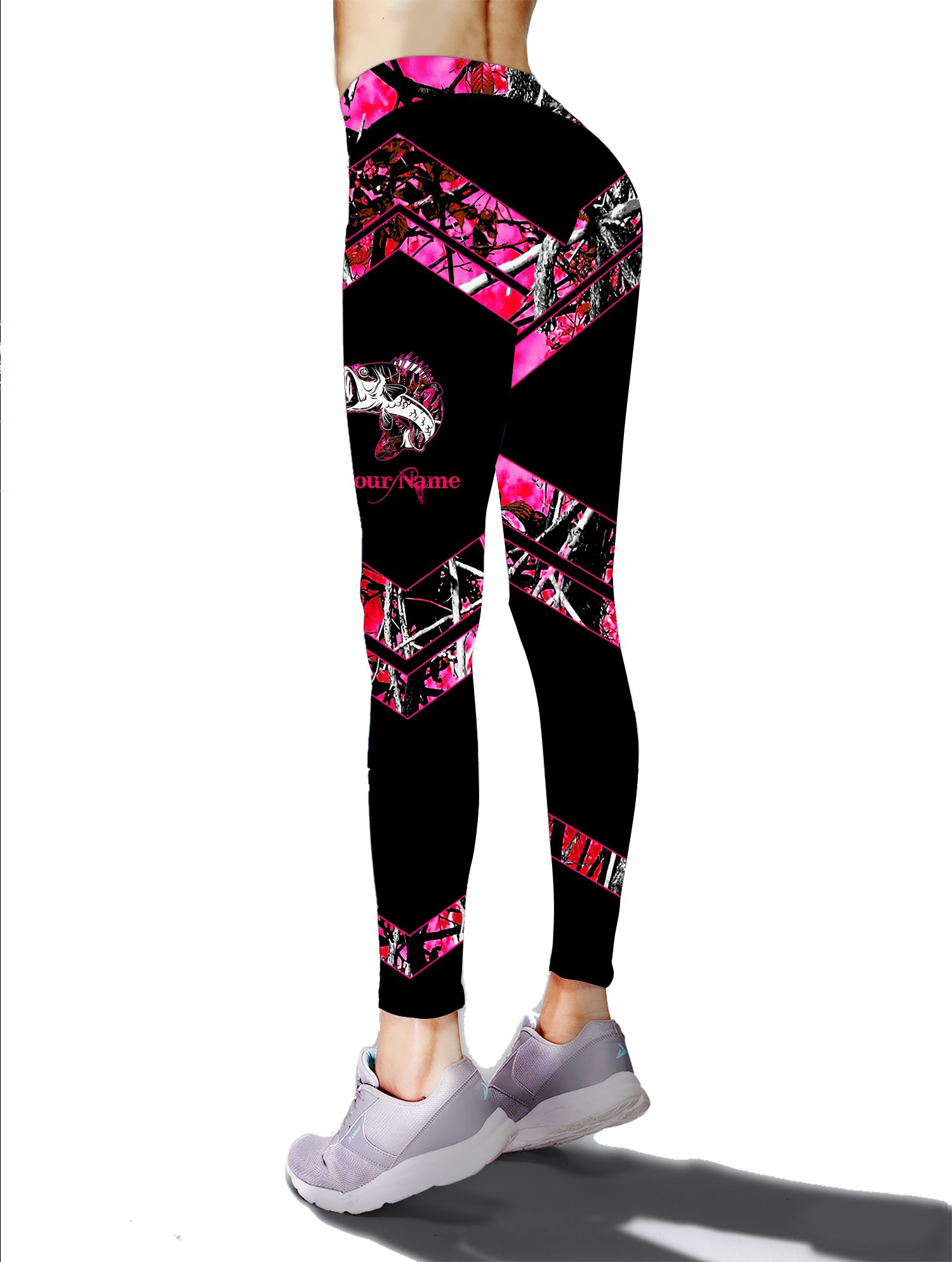 Beautiful Pink muddy camo Custom Bass Fishing leggings for women, Fishing girls Chipteeamz – NQS1643