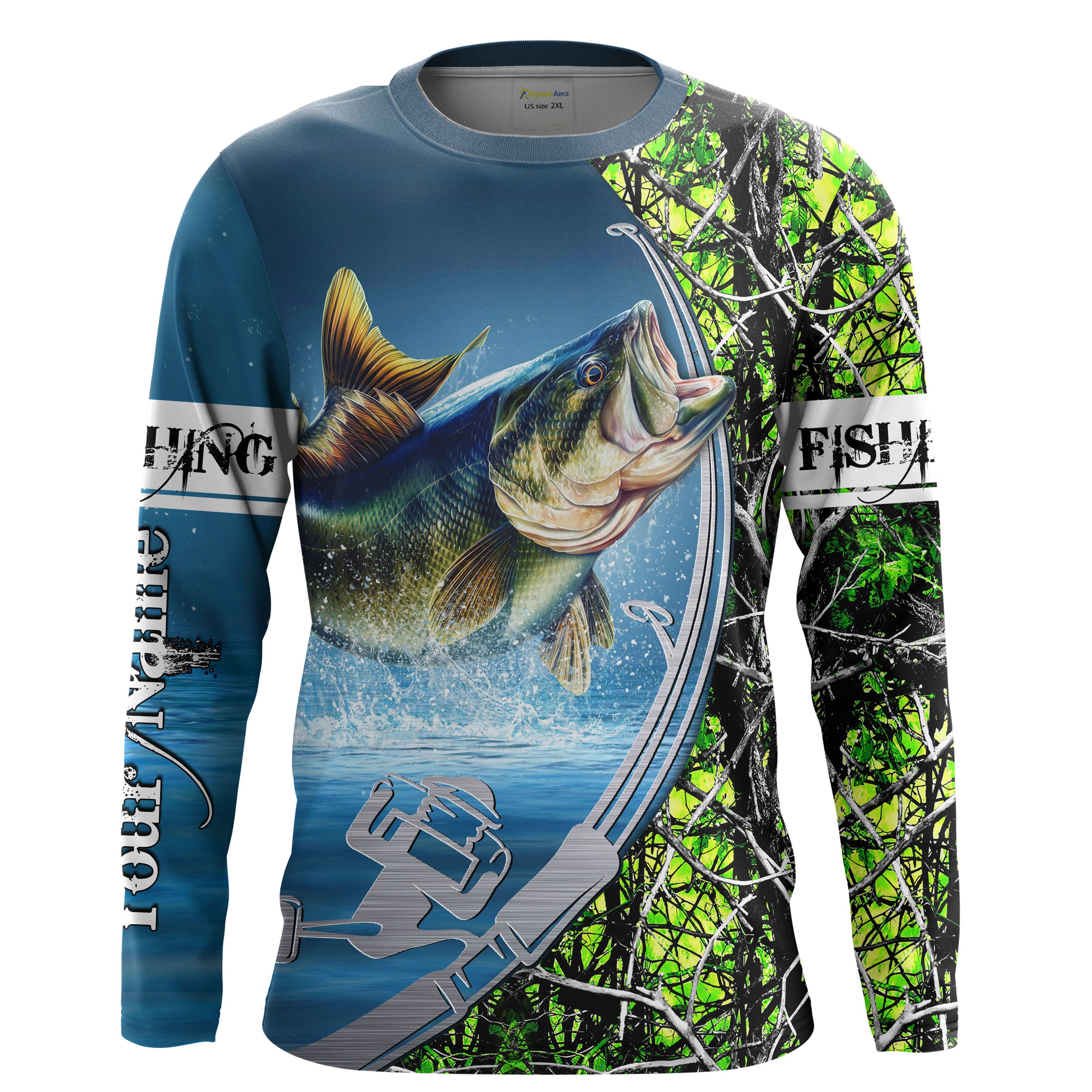 Bass Fishing green muddy camo Custom Long Sleeve Fishing Shirts, Bass Tournament Fishing Shirts – Chipteeamz IPHW1095