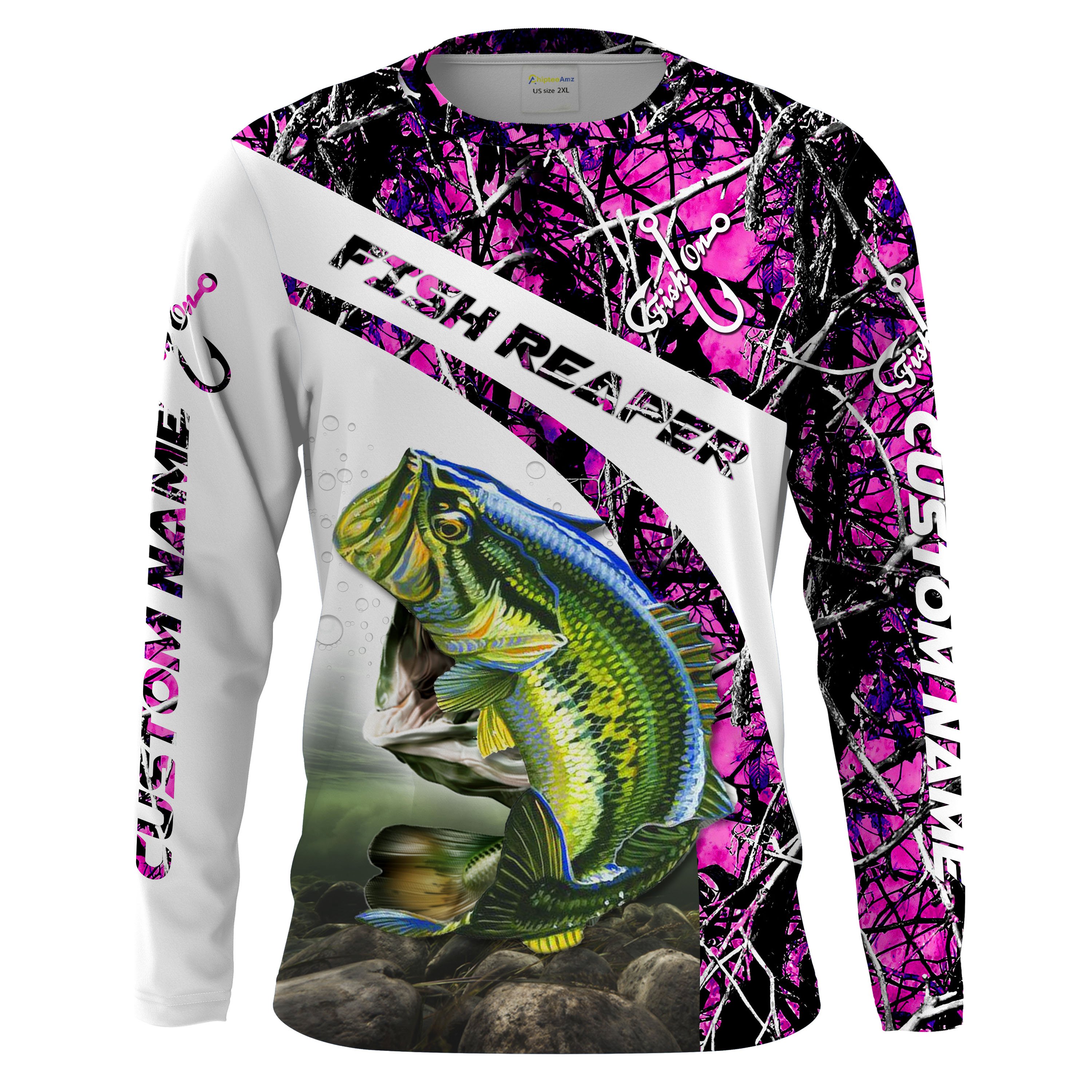 Bass Fishing pink muddy camo Custom Long Sleeve Fishing Shirts, personalized Women Fishing apparel – Chipteeamz IPHW1115