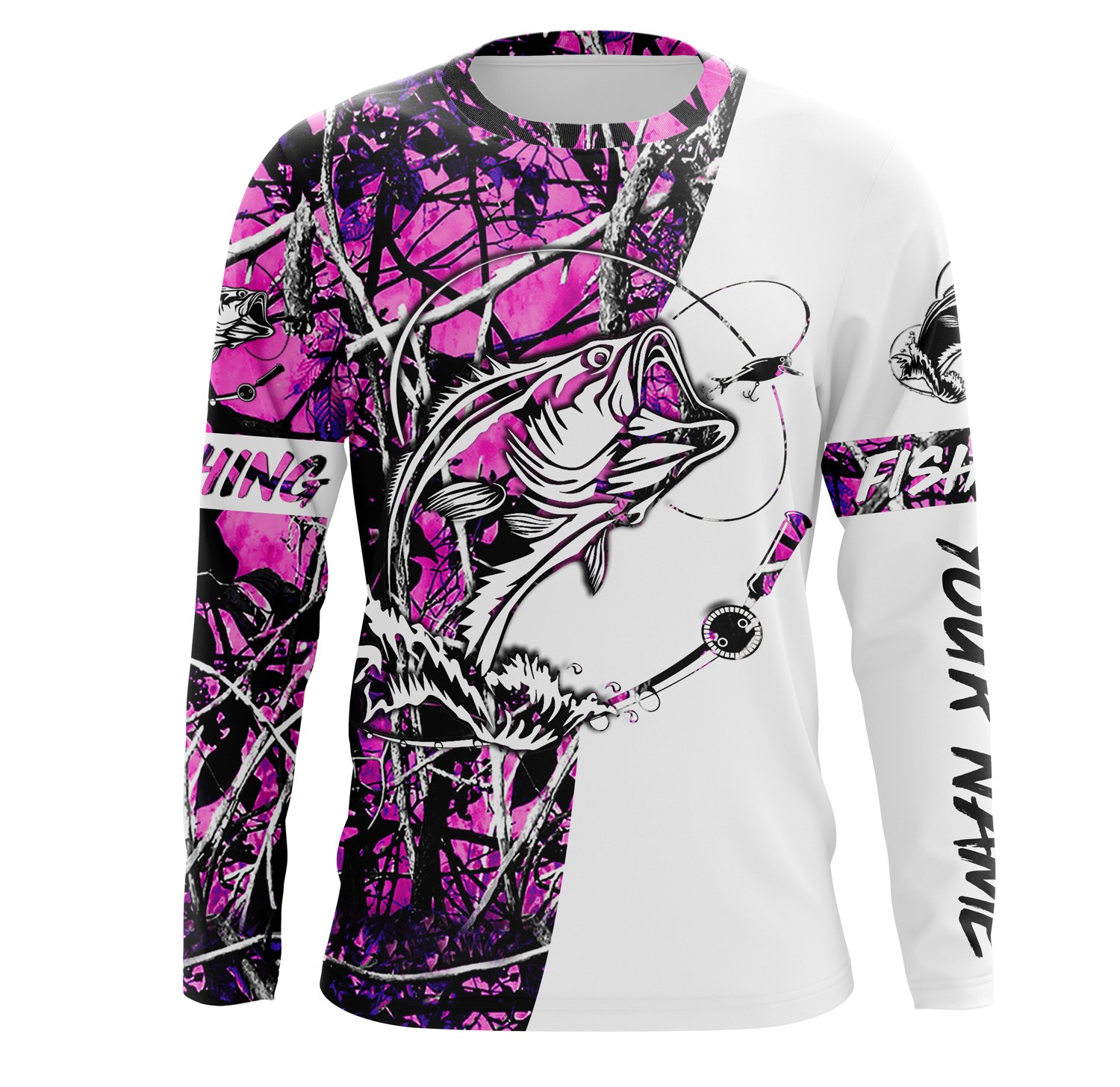 Bass Fishing pink muddy camo UV Fishing Shirts for Fishing girls, women, ladies – Chipteeamz IPHW921