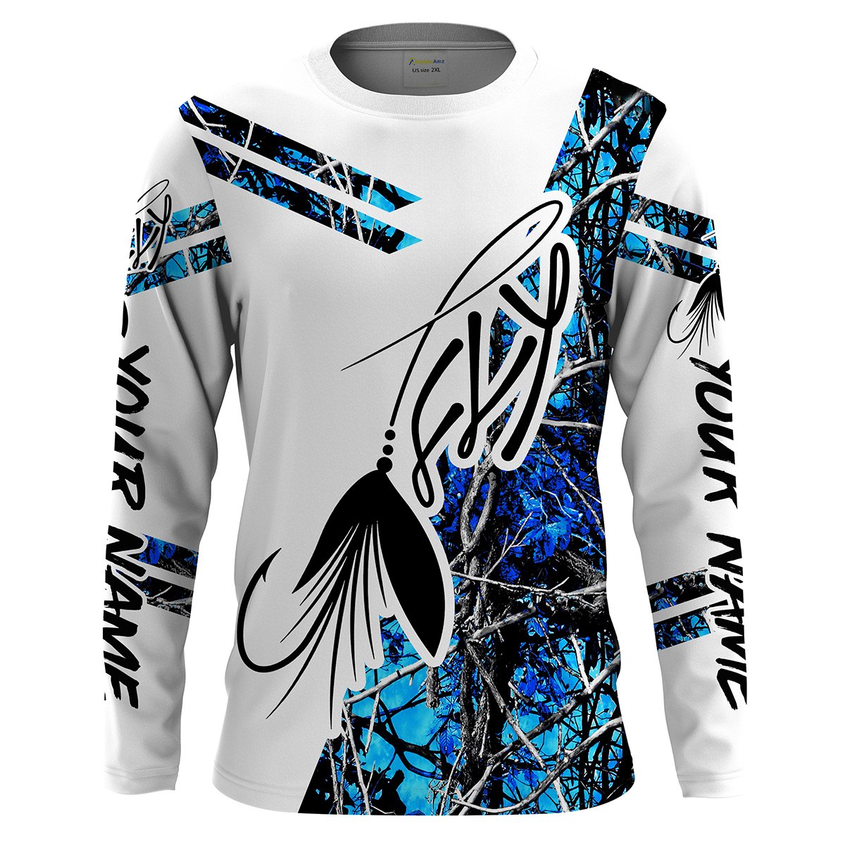 Fly Fishing teal camo Custom UV Long Sleeve Shirts, personalized blue muddy camo Fishing apparel – Chipteeamz IPHW940