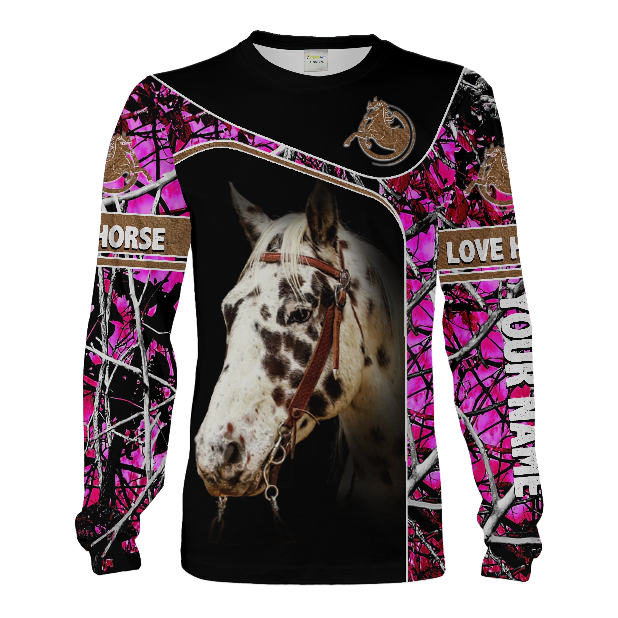 Appaloosa Horse pink muddy camo Custom name full printing camo sweatshirt, camo hoodie, gift for Horse lovers Chipteeamz NQS1602