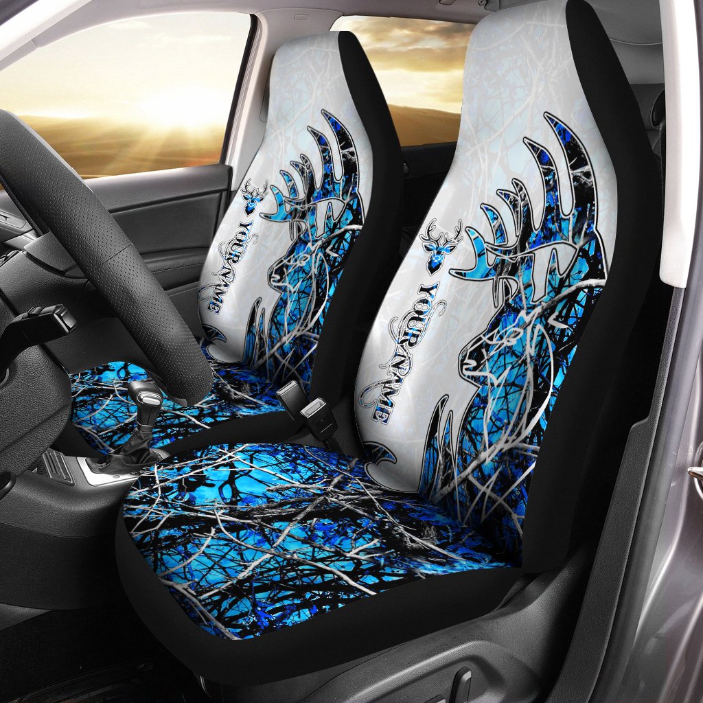 Deer Hunting Blue Muddy Camo Custom Car Seat Covers Set Of 2, Personalized Hunting Gifts Chipteeamz – IPHW764