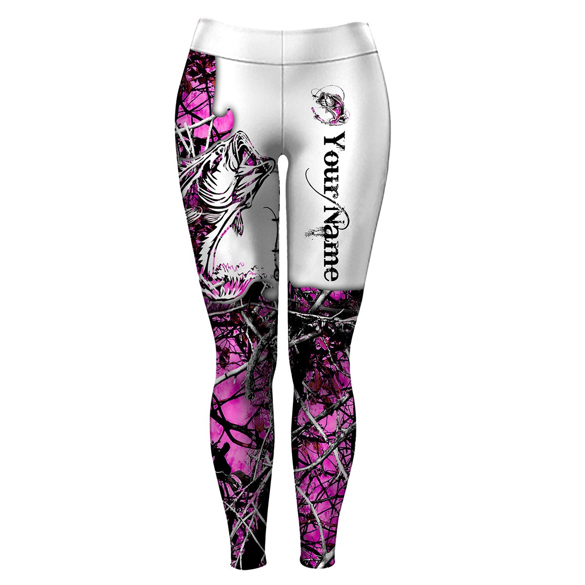 Beautiful Pink muddy camo Custom Bass Fishing leggings for women, Fishing girls – IPHW127