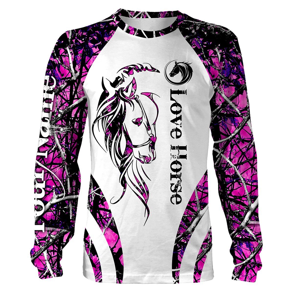 Beautiful Horse girl Pink muddy camo Custom All over print Shirts, Hoodie, Long sleeve, Sweatshirt, Tank top, T Shirts styles to choose, personalized gifts for Horse Lovers – IPHW126