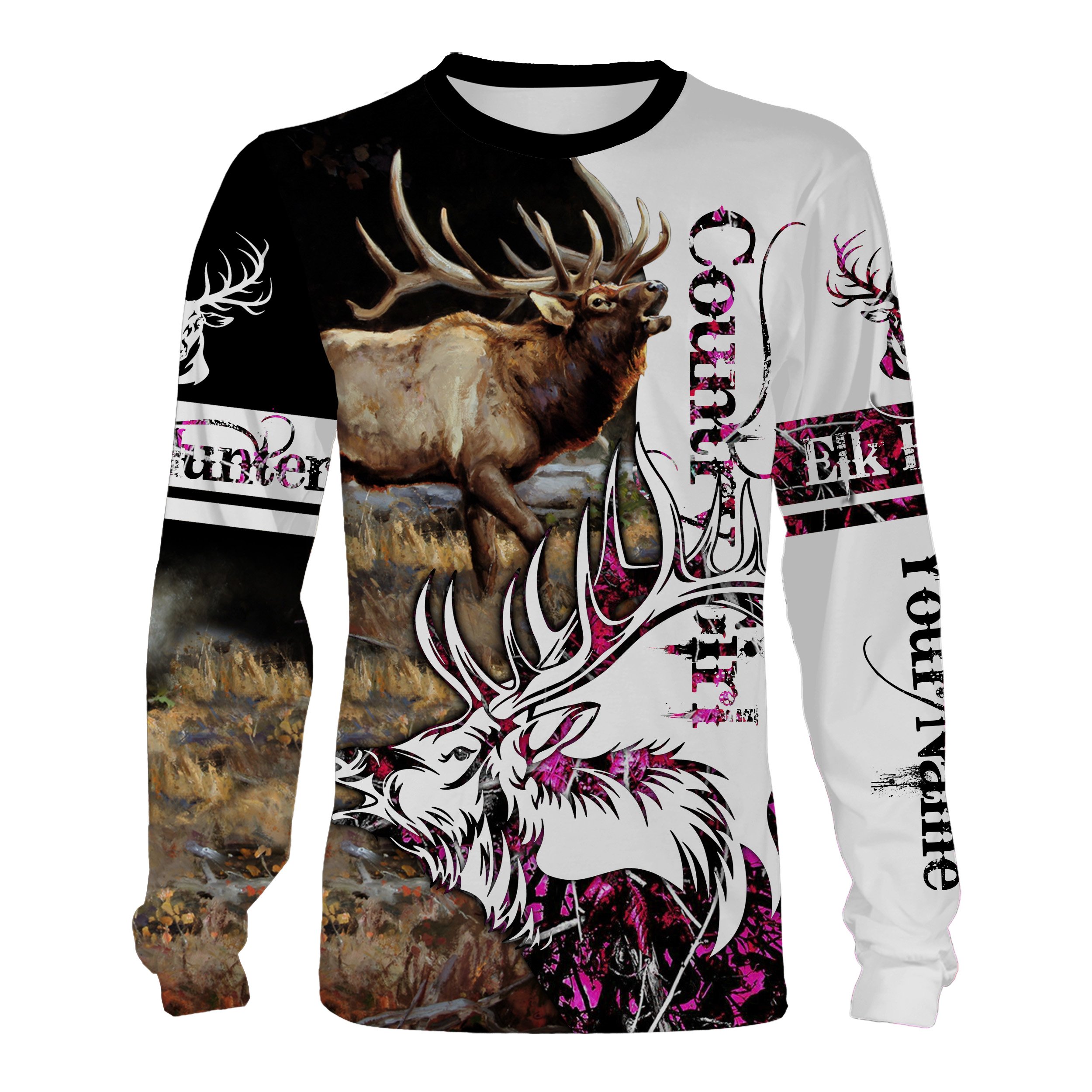 Elk hunting Country girl pink muddy girl camo tattoos Custom Name 3D All over print camo hunting shirt personalized hunting clothes NQSD155