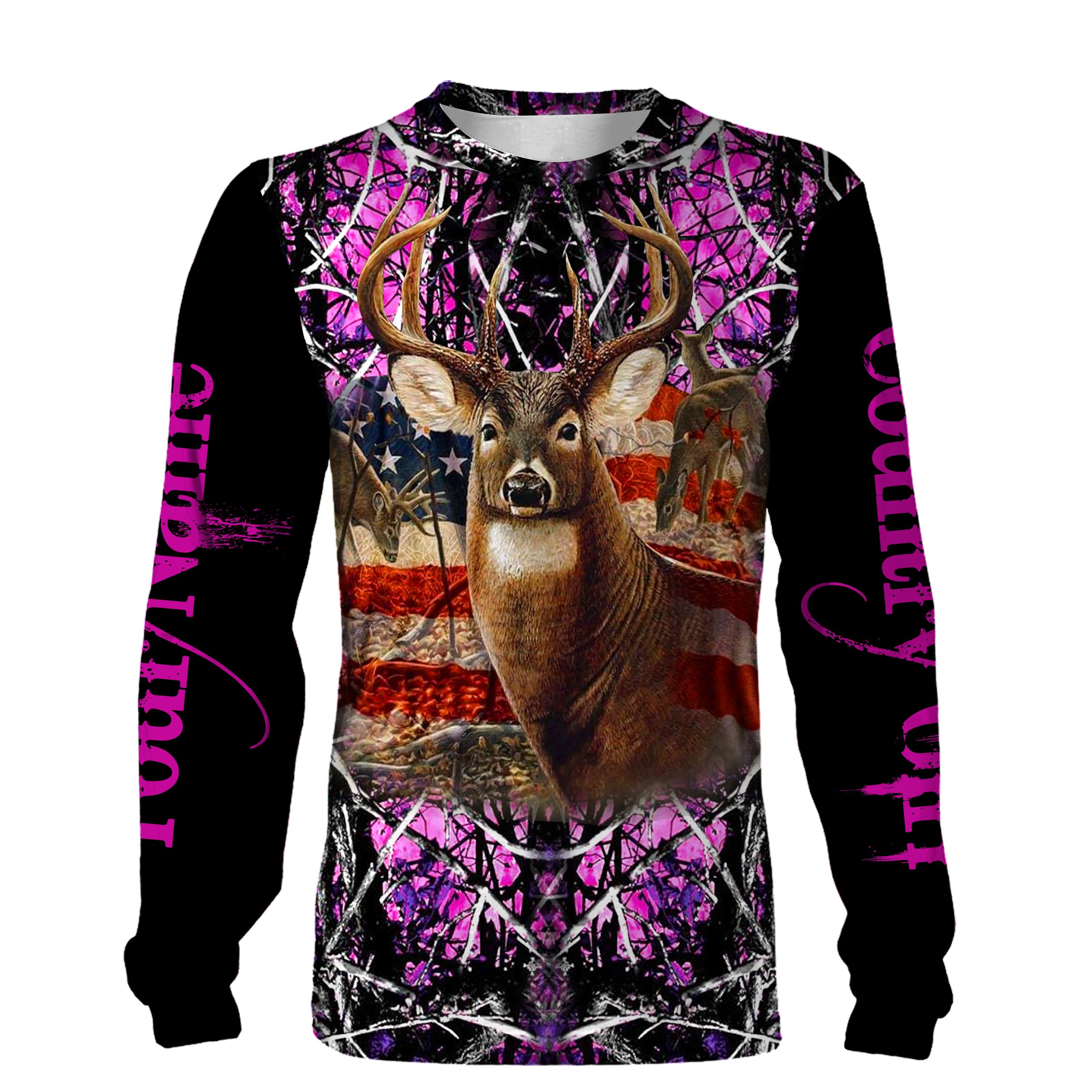 Country girl Deer hunting Pink Muddy camo US flag customize Name 3D full printing shirt, Hoodie, Legging FEB21FSD1472