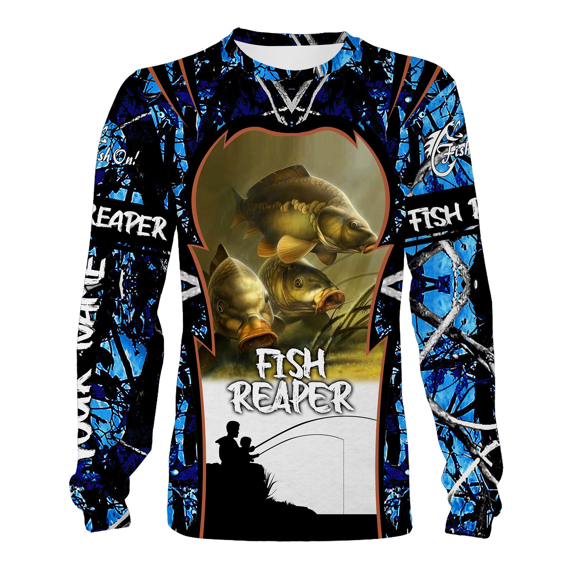 Carp Fishing Blue Muddy camo Fish Reaper customize name 3D full printing shirts Personalized Fishing gift for Men Women FEB21FSD1477