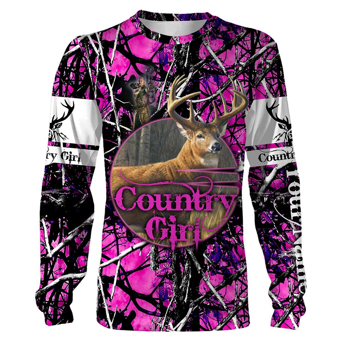 Country Girl Deer Hunting Pink Muddy Camo customize Name 3D All over printed shirts, Hoodie – Personalized women’s hunting clothing – FSD1483