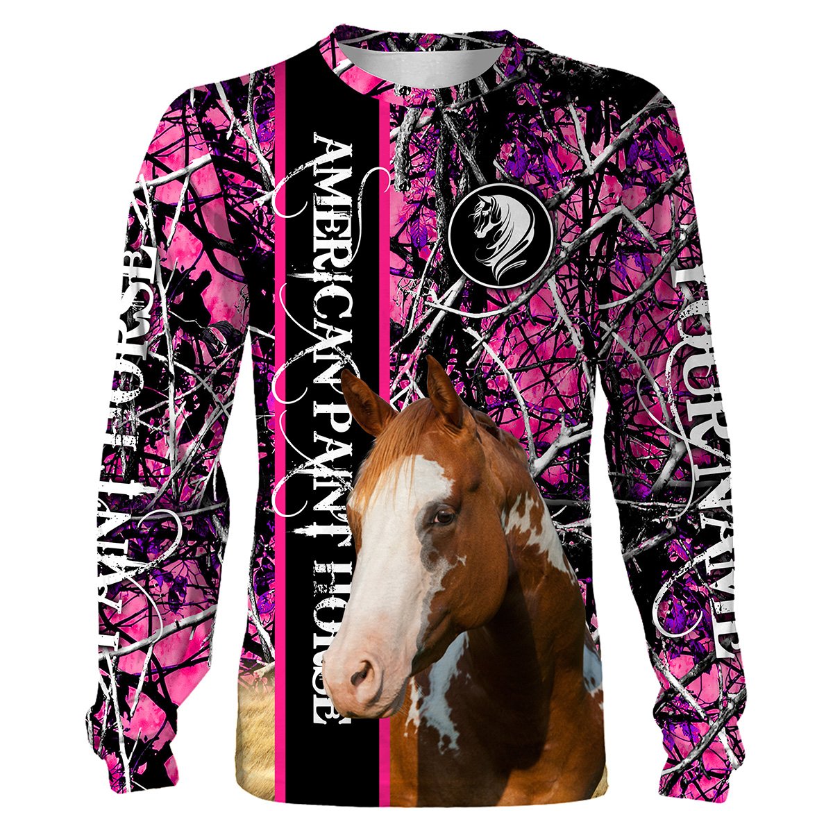 American Paint Horse pink muddy camo Custom name full printing Sweatshirt, Hoodie, T-shirt Personalized gift for Horse lovers FEB21 FSD1498