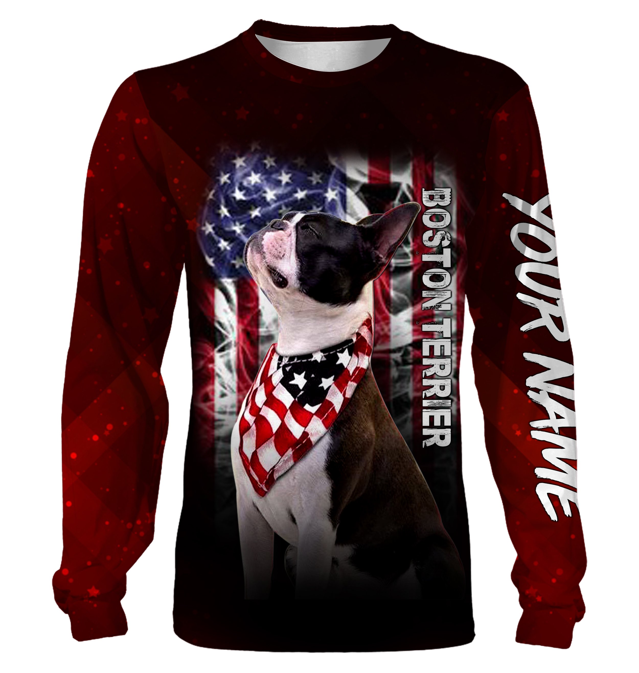 Boston Terrier personalized American Flag 3D Full Printing T-shirt, Long sleeves, Hoodie, Chipteeamz – TNN153