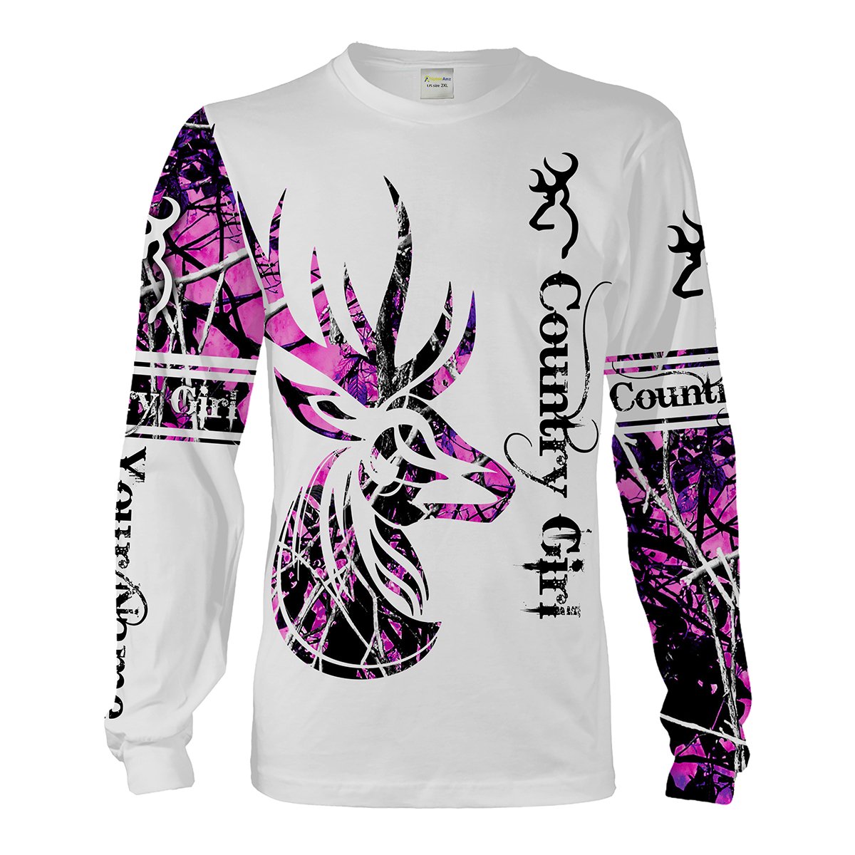 Country girl Deer hunting tattoo pink muddy camo custom name 3D full printed Hoodie Long sleeve shirts Chipteeamz FSD1663