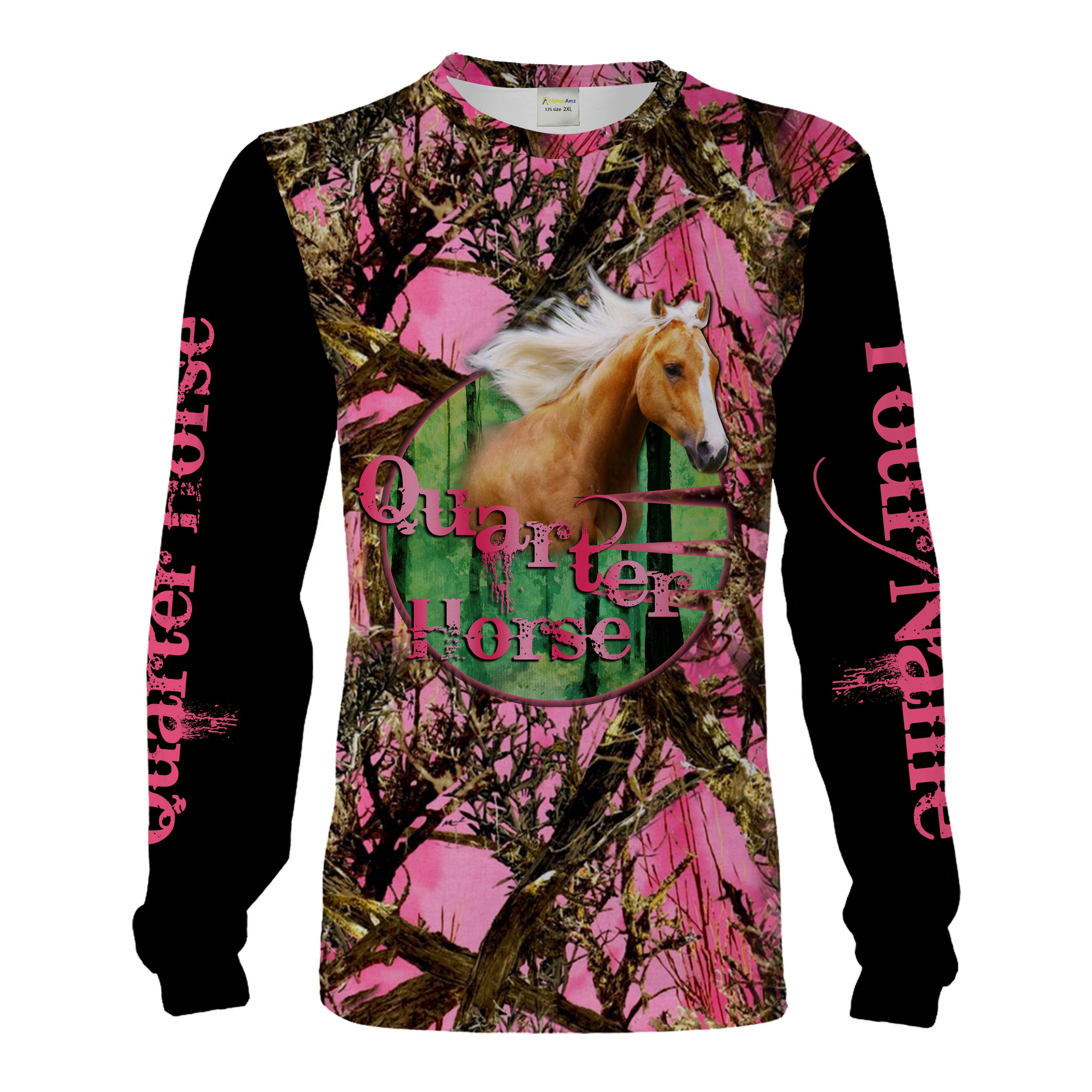 American Quarter Horse Pink muddy camo custom name Full printing Shirts, Tank top Personalized horse gifts for women Chipteeamz FSD1672