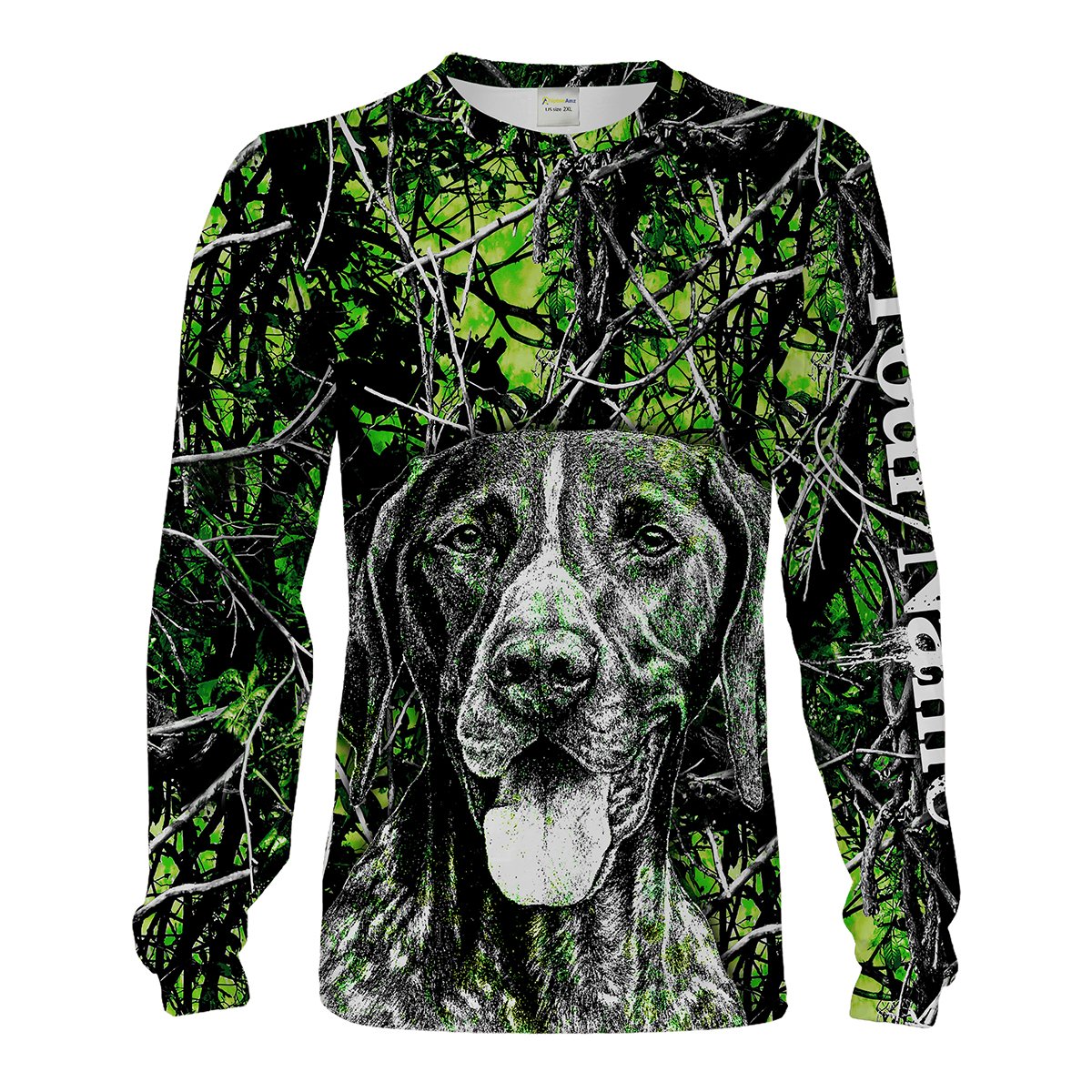 German Shorthaired Pointer hunting dog green muddy camo Custom Name 3D All over printed Hoodie Shirts Chipteeamz FSD1674