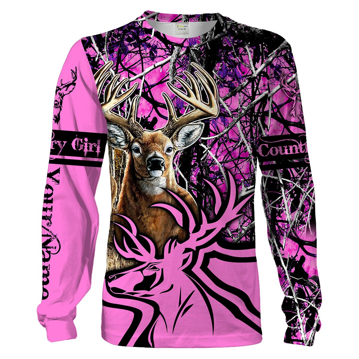 Country girl deer hunting clothing pink purple muddy girl camo Customize Name 3D All Over Printed Shirt NQS1565