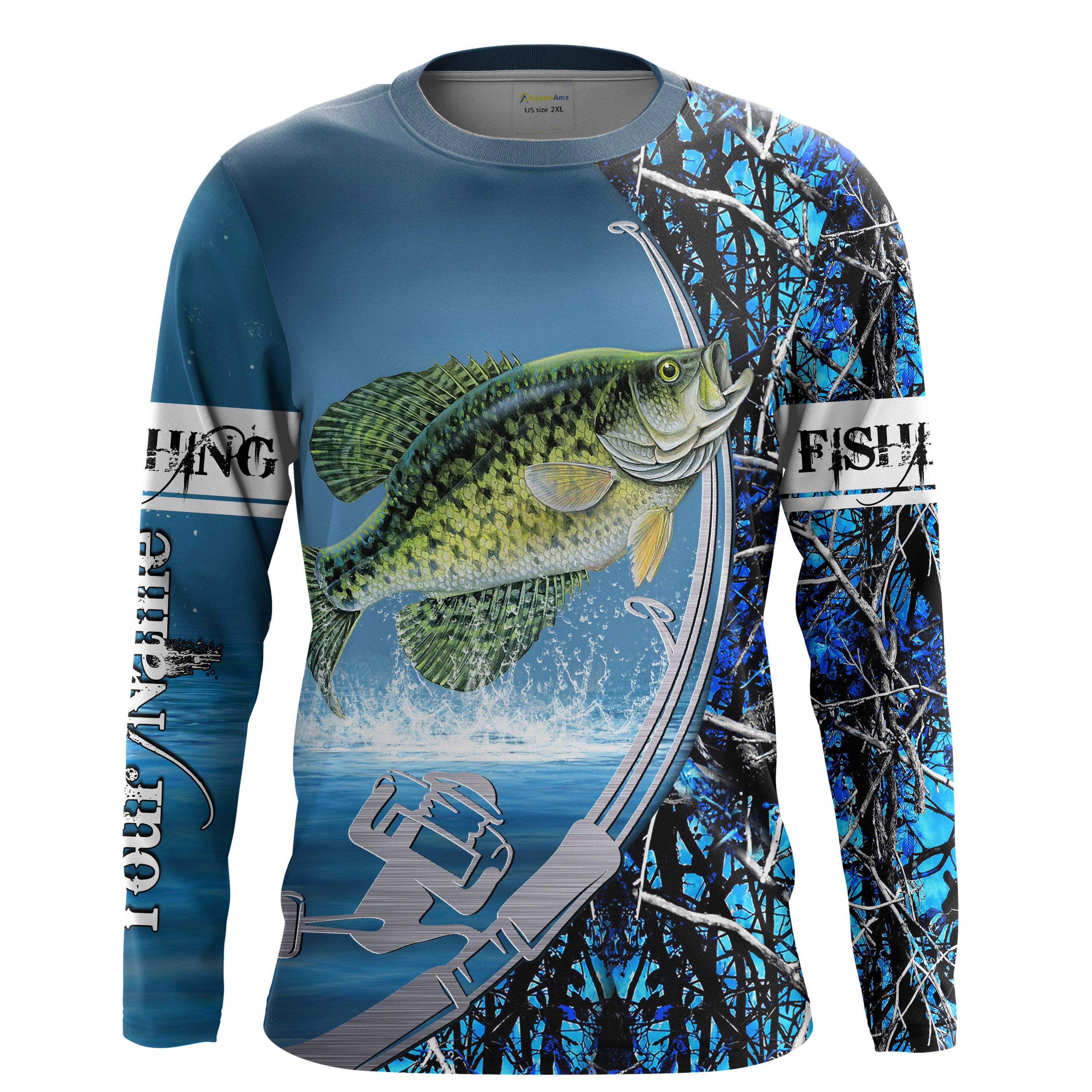 Crappie Fishing blue muddy camo Custom UV Long sleeve Fishing Shirts, Crappie Fishing Tournament Shirts – Chipteeamz IPHW833