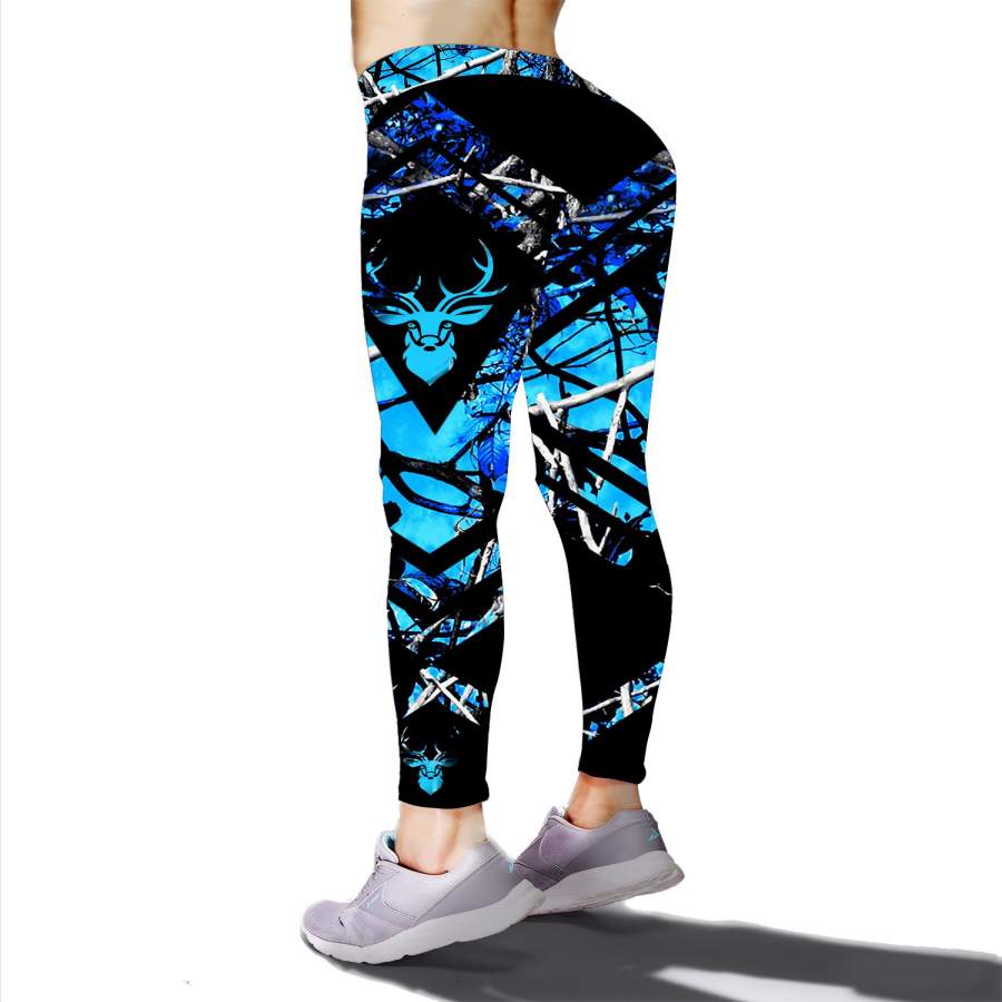 Beautiful country girl deer hunting blue muddy girl camo leggings – NQSD61