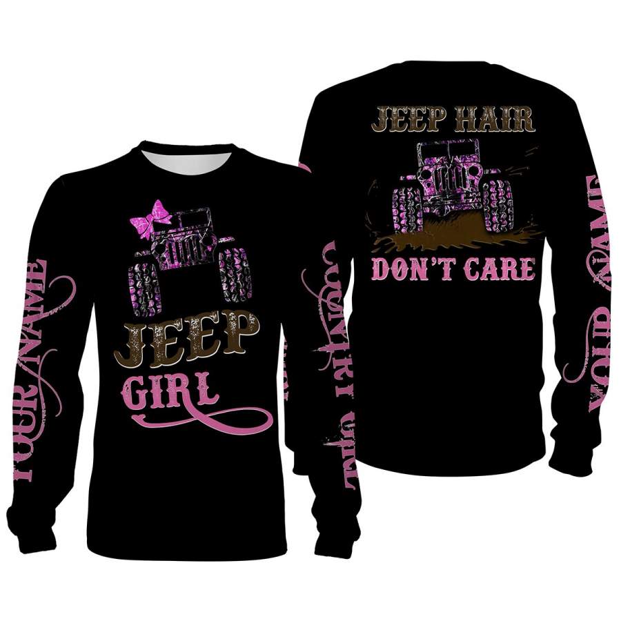 Jeep hair don’t care pink muddy girl camo jeep girl apparel Customize Name 3D All Over Printed Shirt Personalized gift For jeep lovers NQS1185