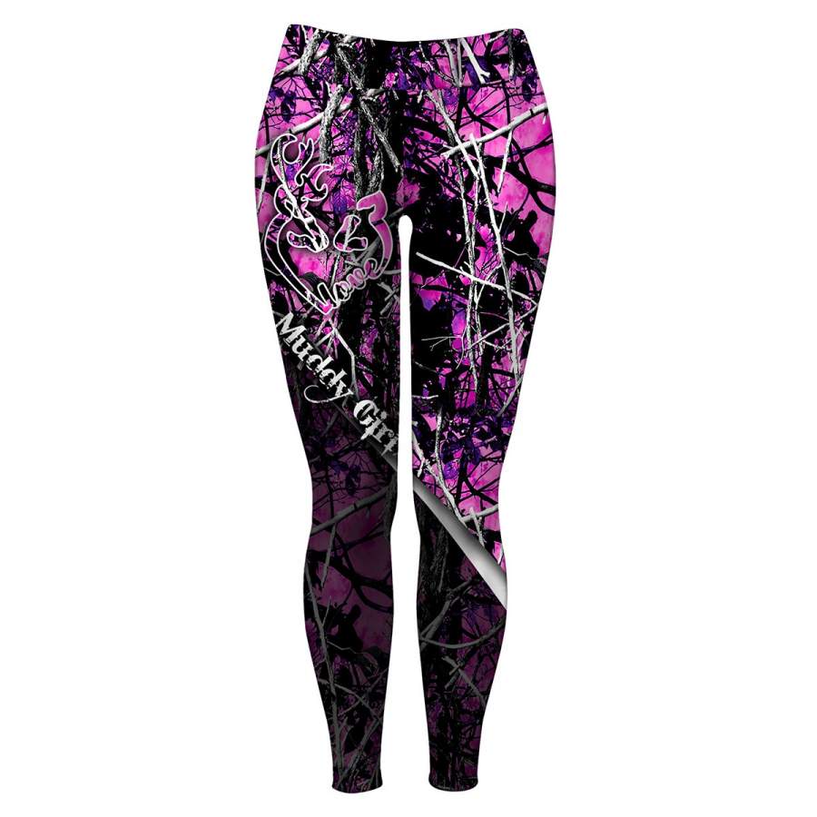 Beautiful country girl muddy girl pink camo leggings for women – NQS1098