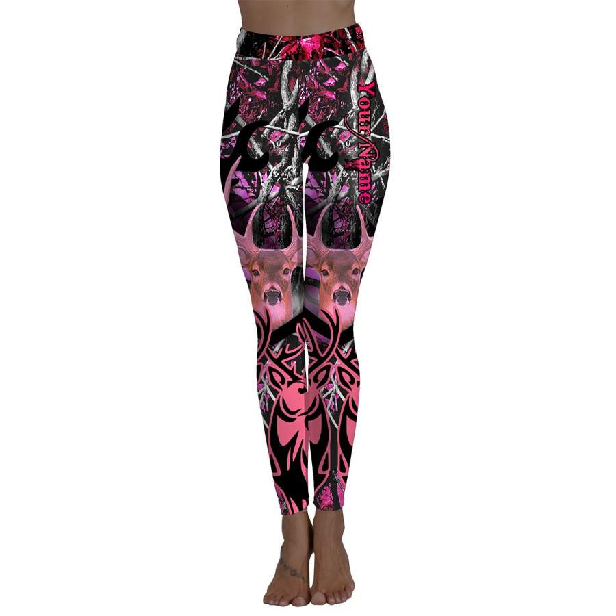 Deer leggings Country Girls pink muddy Camouflage Custom Name women camo leggings – FSD680