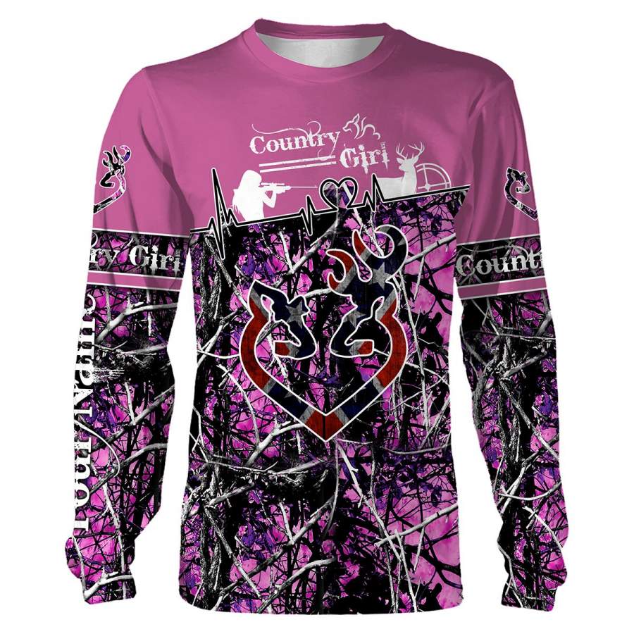 Country girl Deer hunting Pink Muddy camo Custom Name 3D All over print Sweatshirt, Hoodie – Country girl clothing hunting gift for Women – FSD644